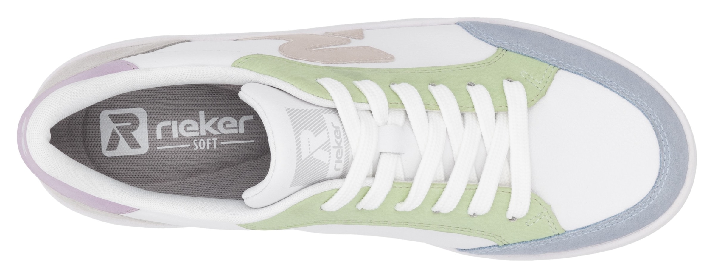 RIEKER Sport Plateausneaker, Schnürschuh, Halbschuh, Freizeitschuh mit pastellfarbenen Akzenten