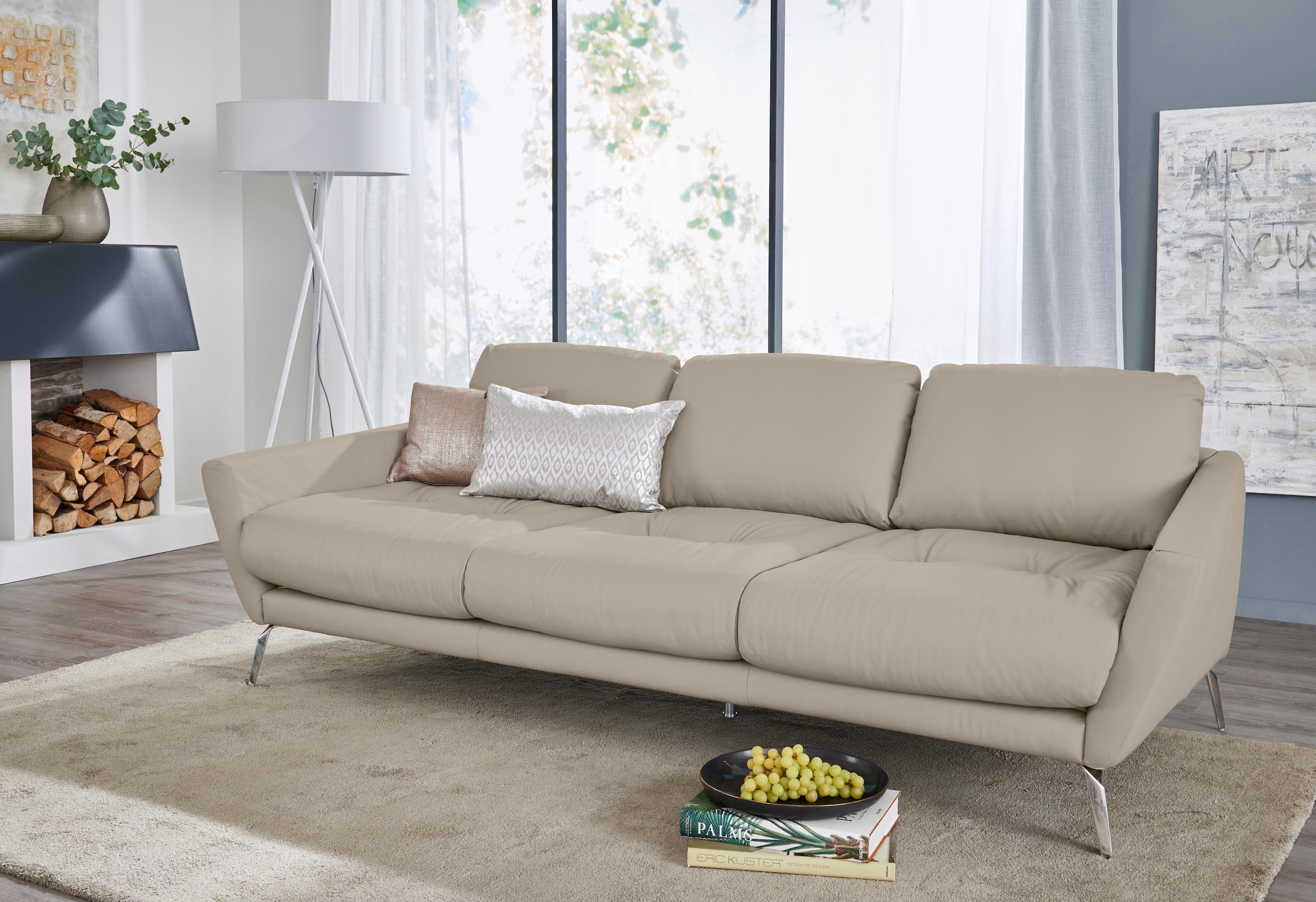 W.SCHILLIG Big-Sofa "softy", mit dekorativer Heftung im Sitz, Füße Chrom glänzend