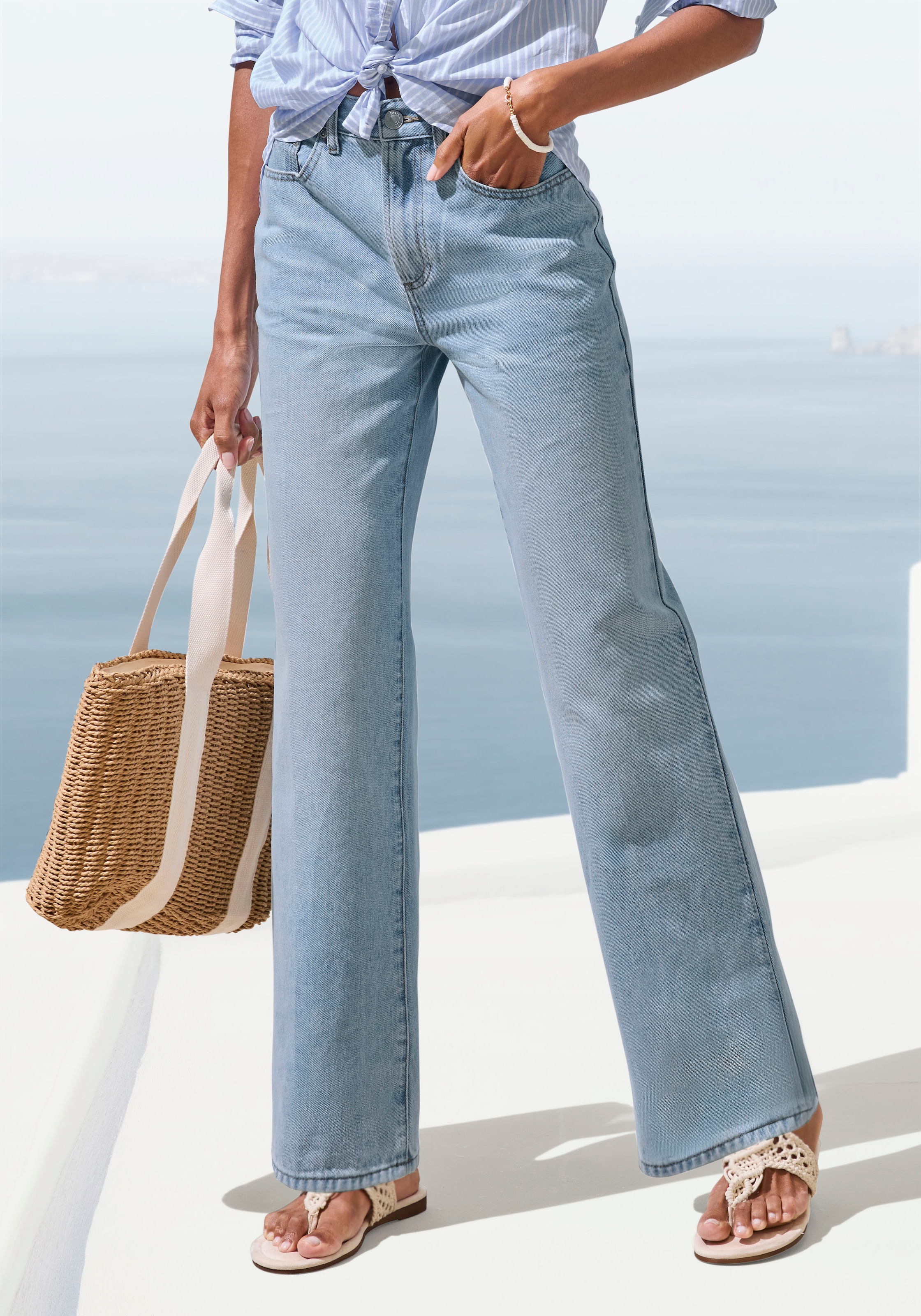 LASCANA Weite Jeans, mit hohem Bund und 5-Pocket-Style, Wide-Leg Jeans günstig online kaufen