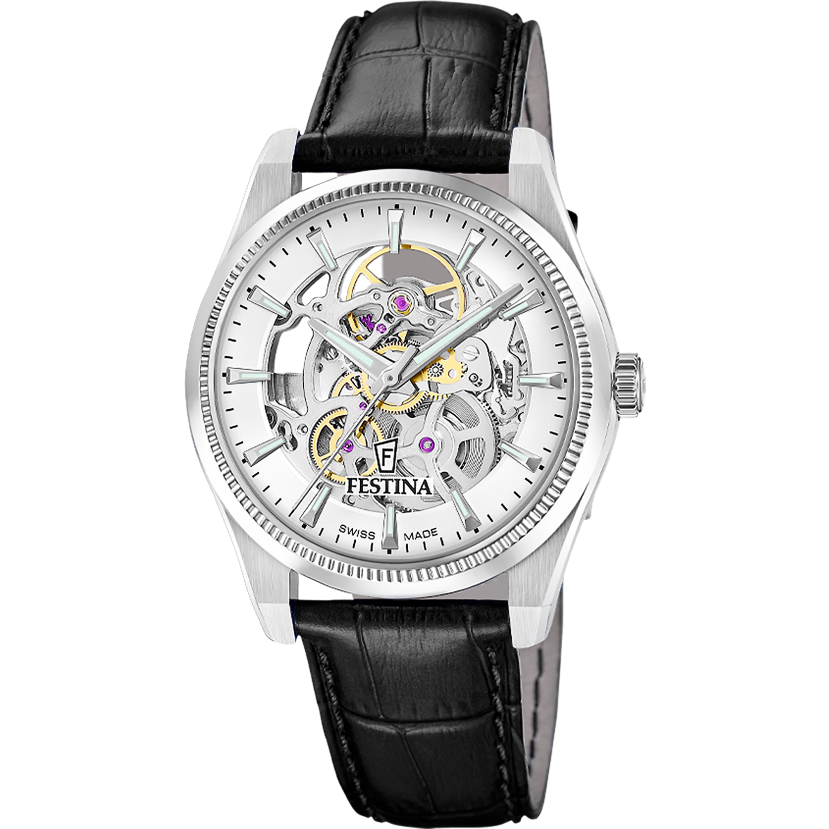 Festina Automatikuhr »Automatic« Armbanduhr, Herrenuhr, Swiss Made, Mechanische Uhr, Lederarmband