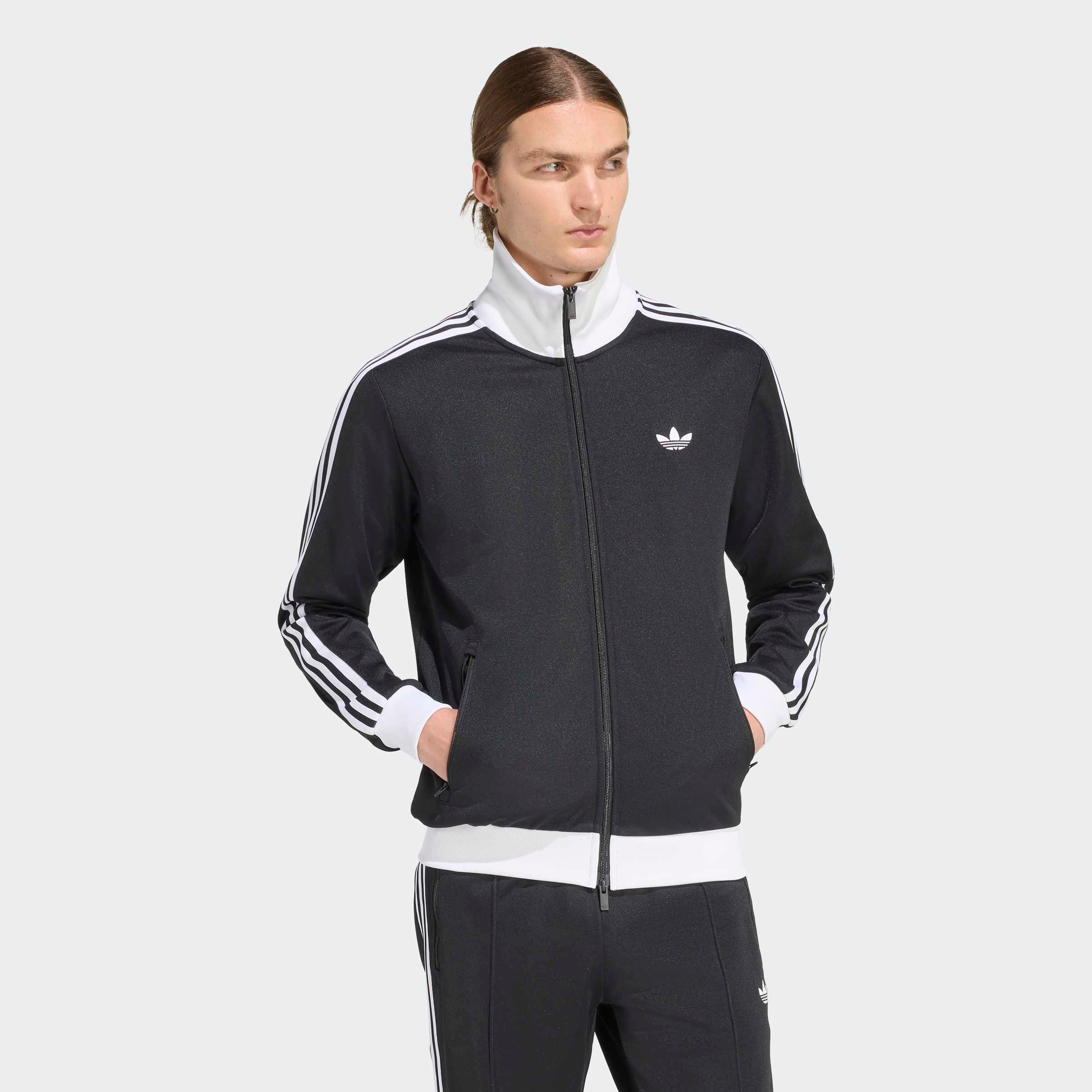 adidas Originals Trainingsjacke "BECKENBAUER ORIGINALS" mit Rundhalsausschnitt, aus Baumwolle und Polyester, in normaler Länge