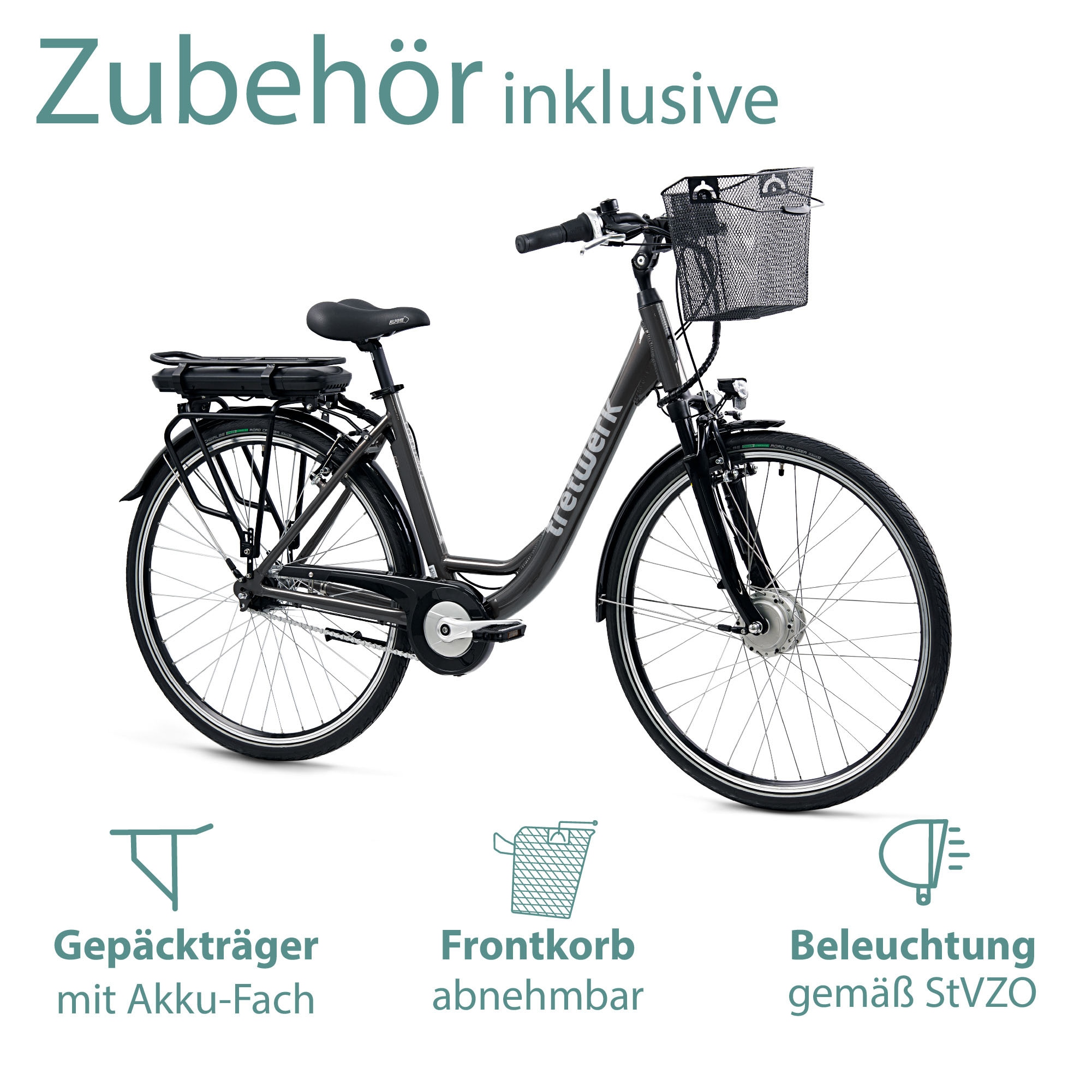 Tretwerk E-Bike »Cloud Pro«, 7 Gang, Frontmotor 250 W, (im Retro-Stil), Pedelec, Elektrofahrrad für Damen u. Herren