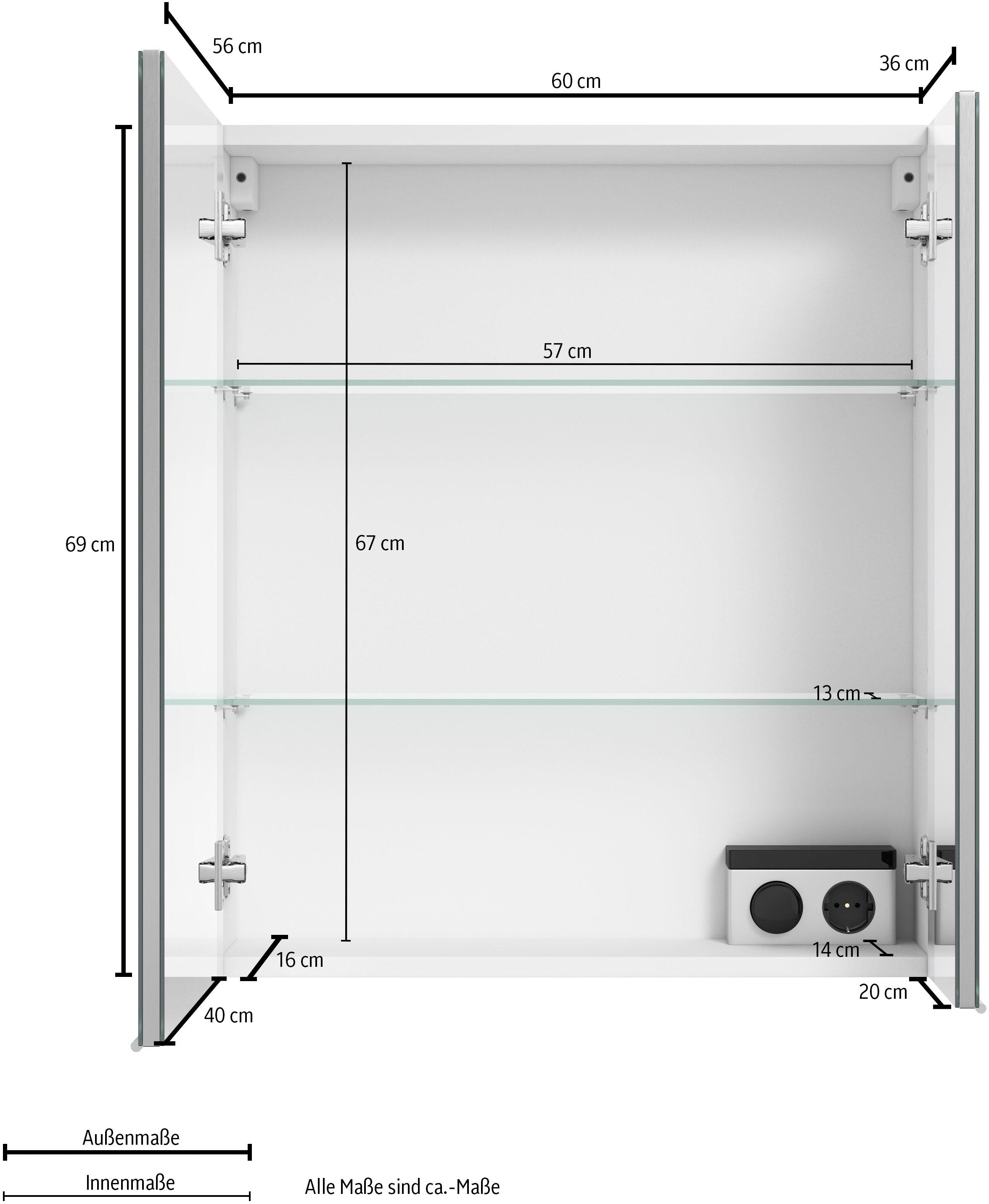 Black Friday »3980«, Spiegelschrank | MARLIN verspiegelten mit doppelseitig vormontiert BAUR Türen