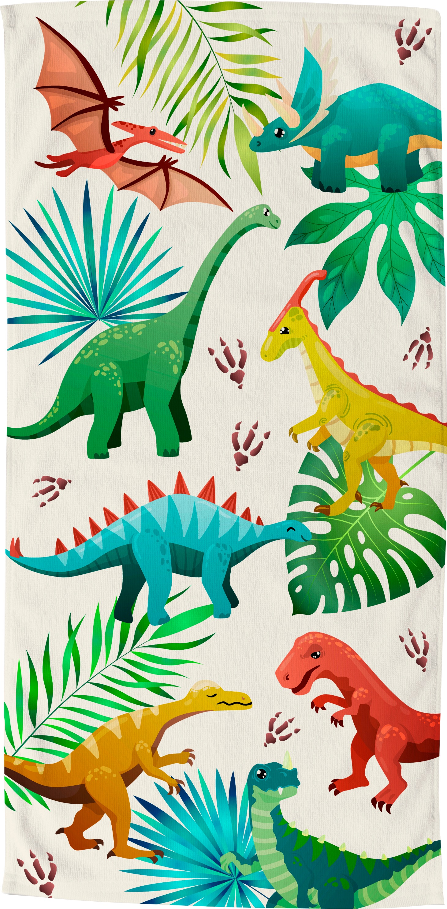 good morning Strandtuch "Dinos" 100% Mikrofaser, 75x150, Schnelltrocknend, Kind, Junge, Dino, Natur