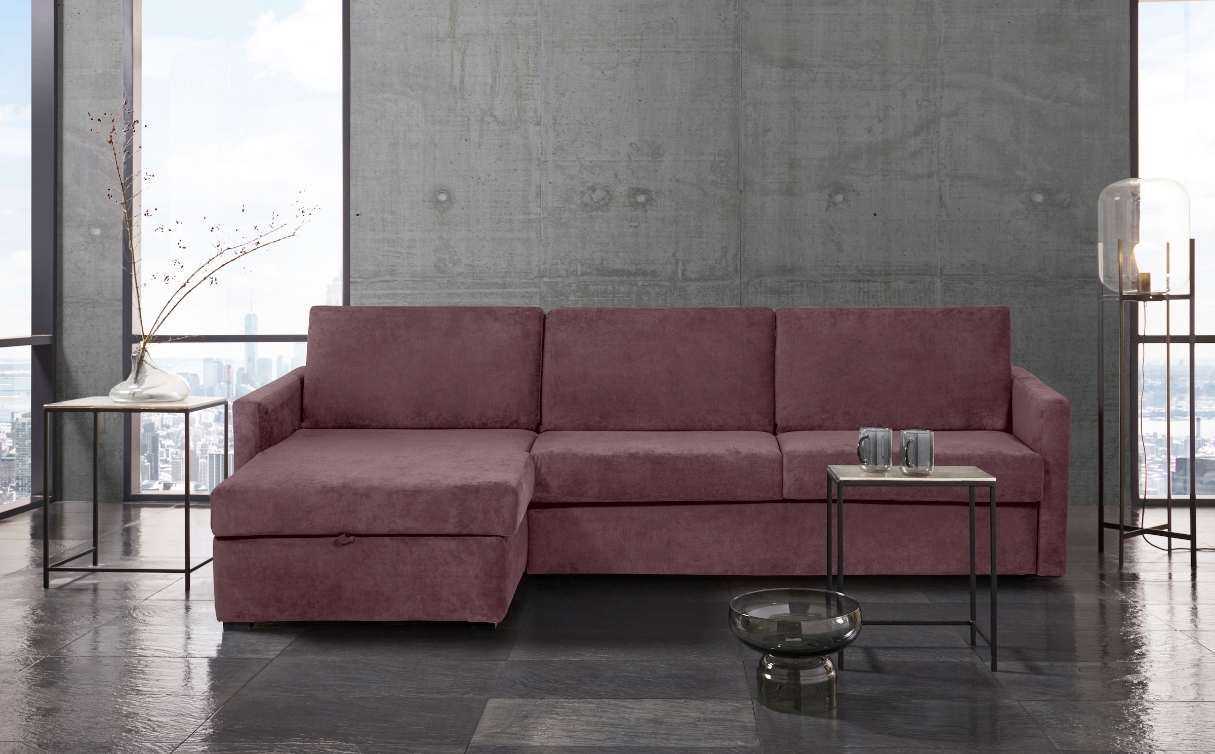 Places of Style Schlafsofa "GOLDPOINT Ecksofa 264 cm, Liegefläche (140/200cm), L-Form,", Bettfunktion, Bonell-Federkernm