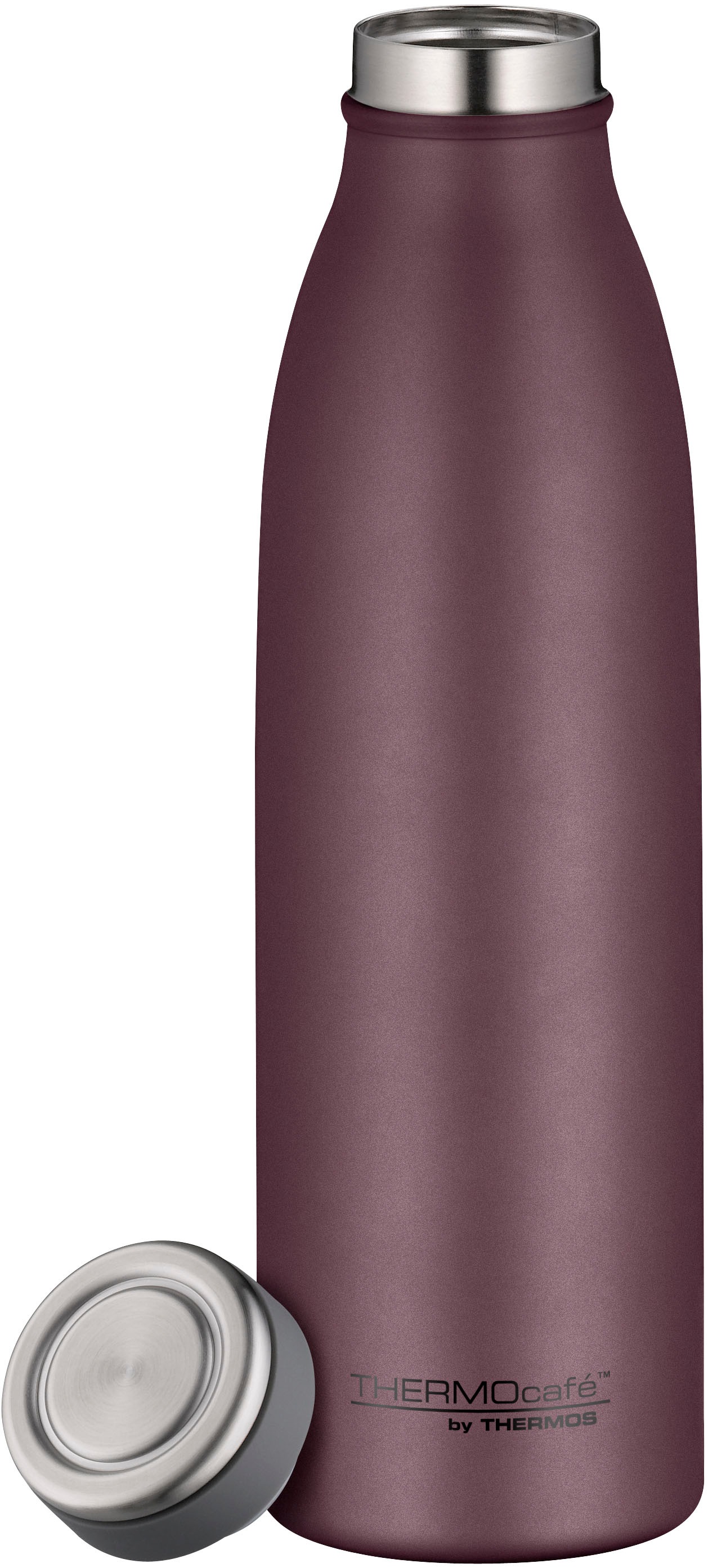 THERMOcafé Isolierflasche »TC BOTTLE, aus doppelwandigem Edelstahl, spülmaschinenfest«, (1 tlg.), gummierter Drehverschluss, absolut dicht bei Kohlensäure