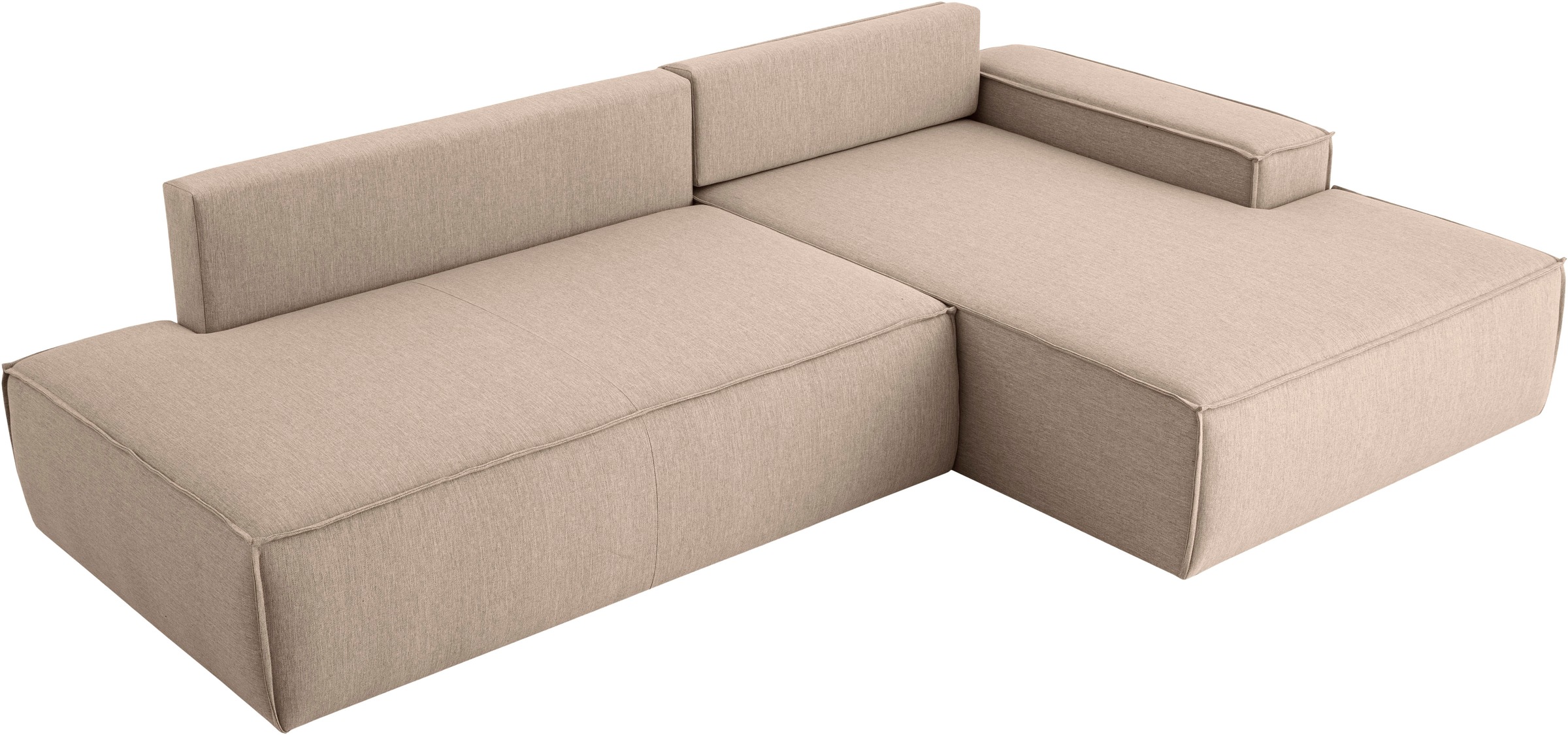 Home affaire Ecksofa »SHERWOOD, Schlafsofa in L-Form offen (275cm), Cord, Leinenoptik«, Schlaffunktion und Bettkasten, Kedernaht, hoher Sitz- & Liegekomfort