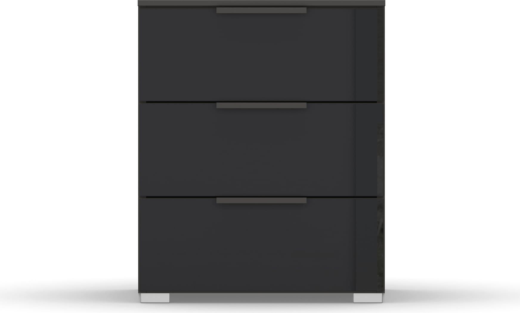 rauch Nachtkommode "Nachttisch Nachtkonsole Nachtschrank SKAT MERIDIAN" inkl. SOFT-CLOSE-FUNKTION, mit 3 Schubladen mit Glasfront in elegantem Design MADE IN GERMANY