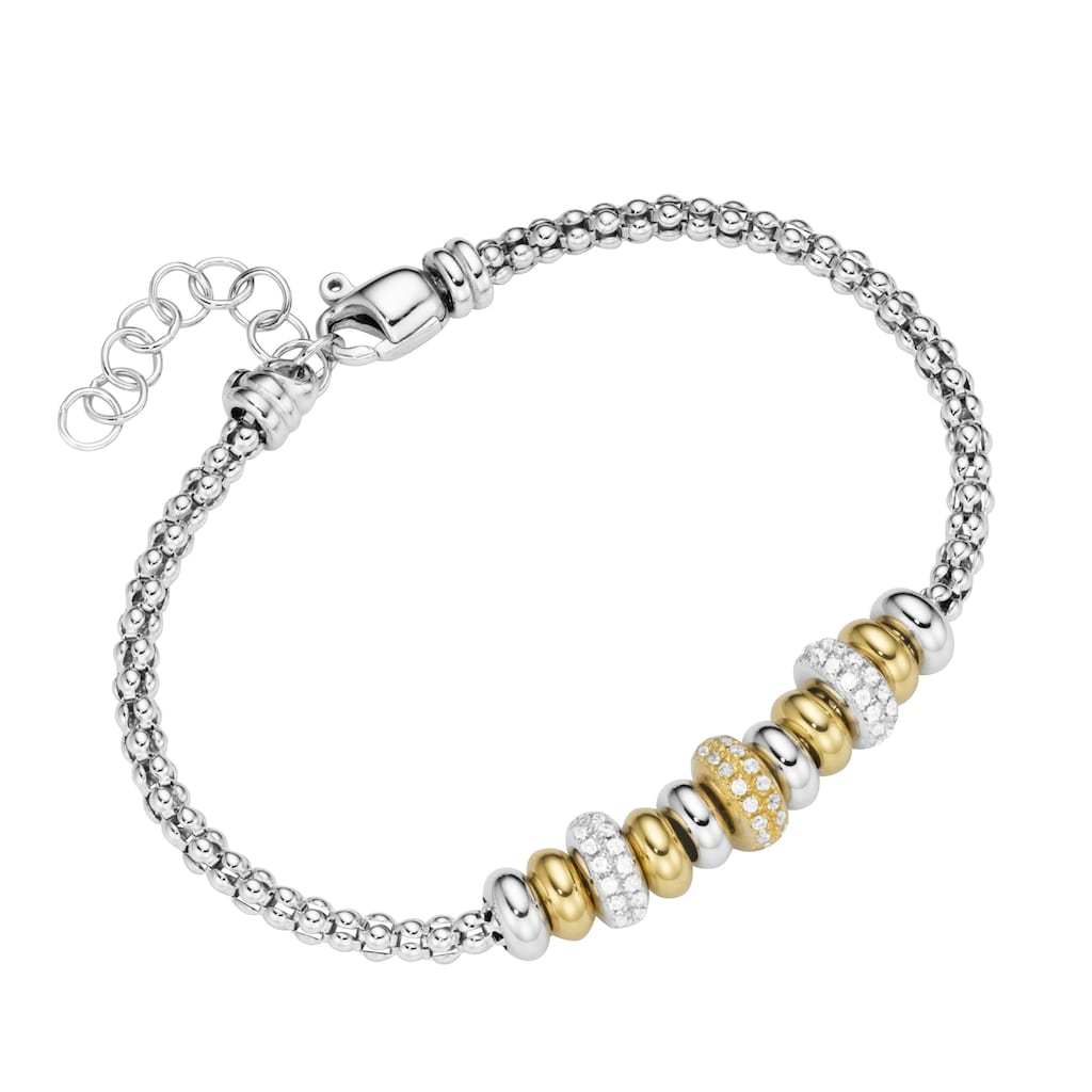 Smart Jewel Armband »Himbeerkette Rondelle Zirkonia Steine Silber 925«