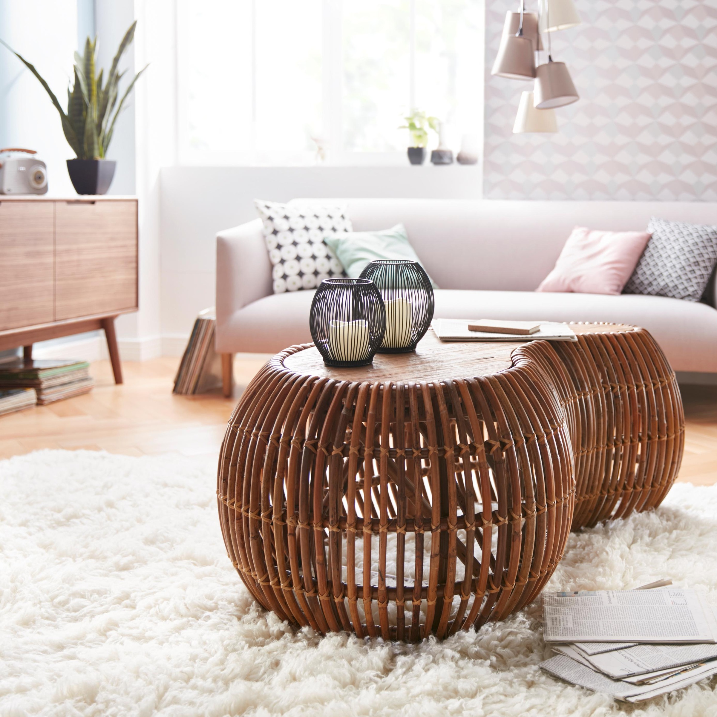 näve Pendelleuchte »Boho«, 5 flammig, Leuchtmittel E14 | ohne Leuchtmittel, E14 max. 40W, Textil (Polyester/Cotton), beige/braun, d: 35cm