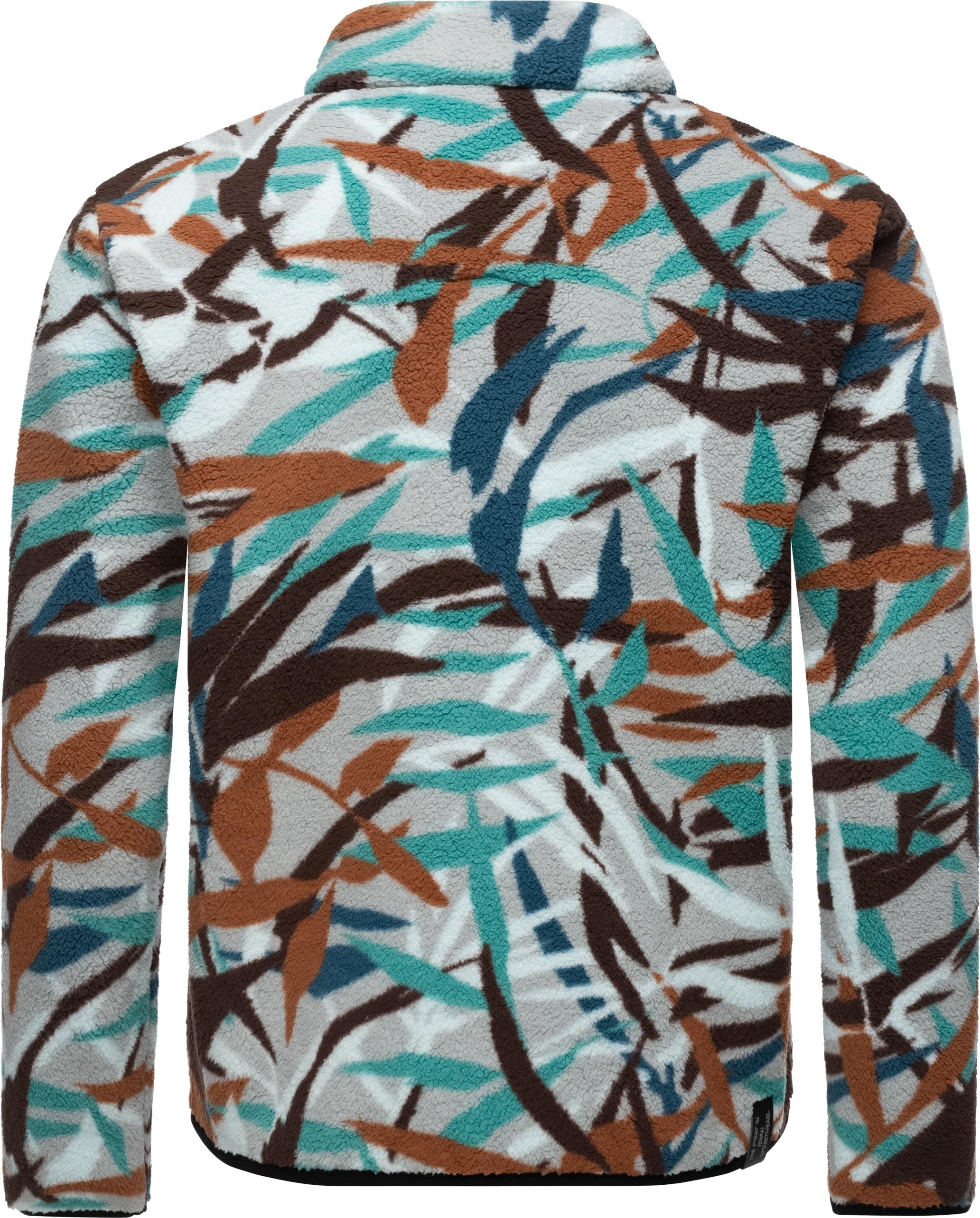 Ragwear Fleecejacke »Collsy«, ohne Kapuze, Gemusterte Herren Plüschjacke mit hohem Kragen