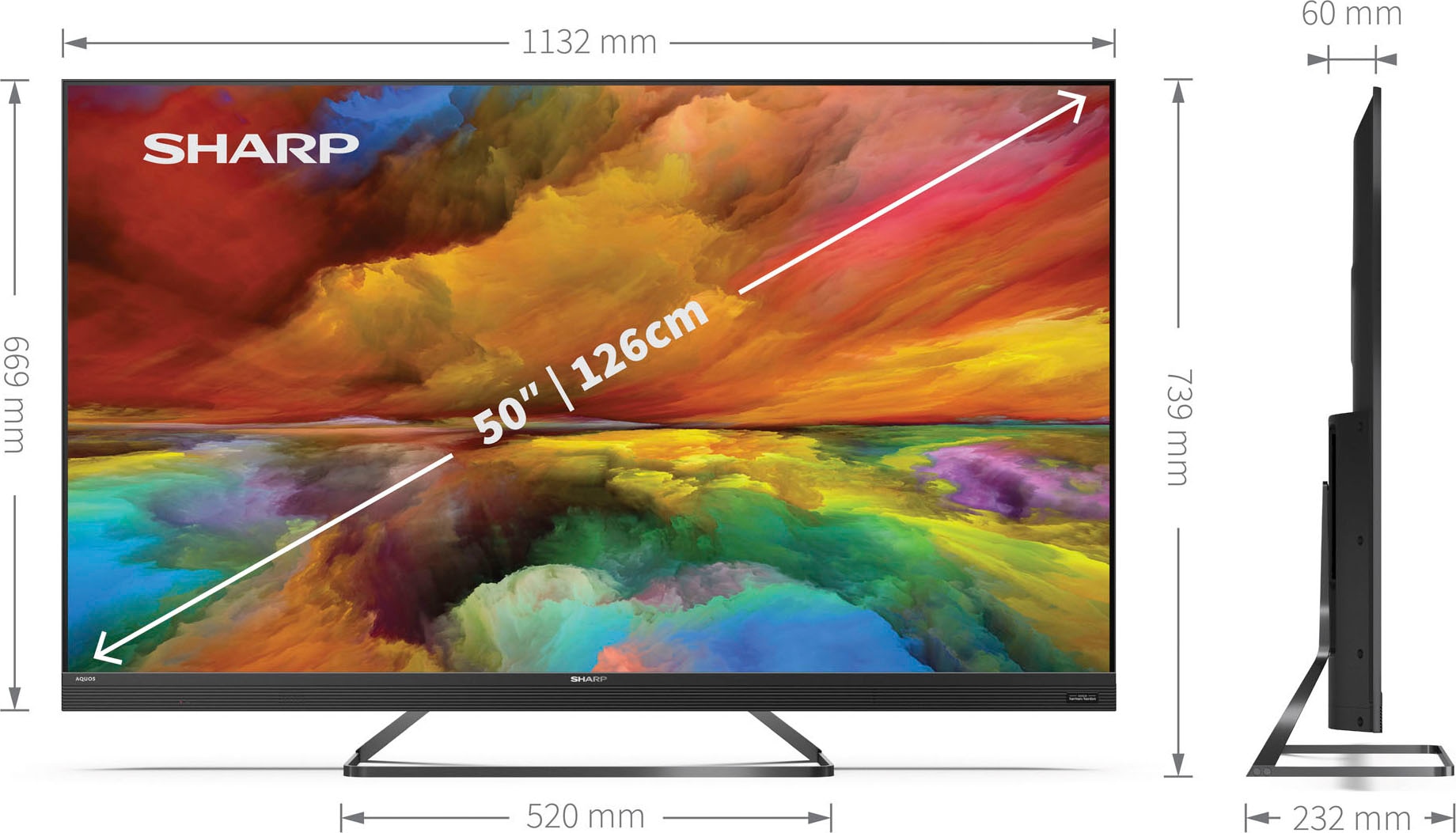 4K | 126 TV Sharp cm/50 Zoll, Smart-TV-Android HD, LED-Fernseher BAUR »50EQ3EA«, Ultra
