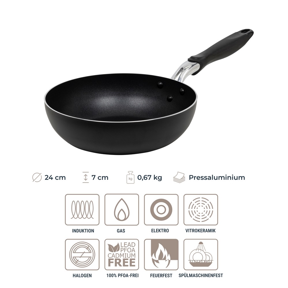 RESTO Kitchenware Wok »Antares, Bratpfanne antihaftbeschichtet und spülmaschinenfest«, Aluminium, (1 tlg.), Induktion, für alle Herdarten geeignet