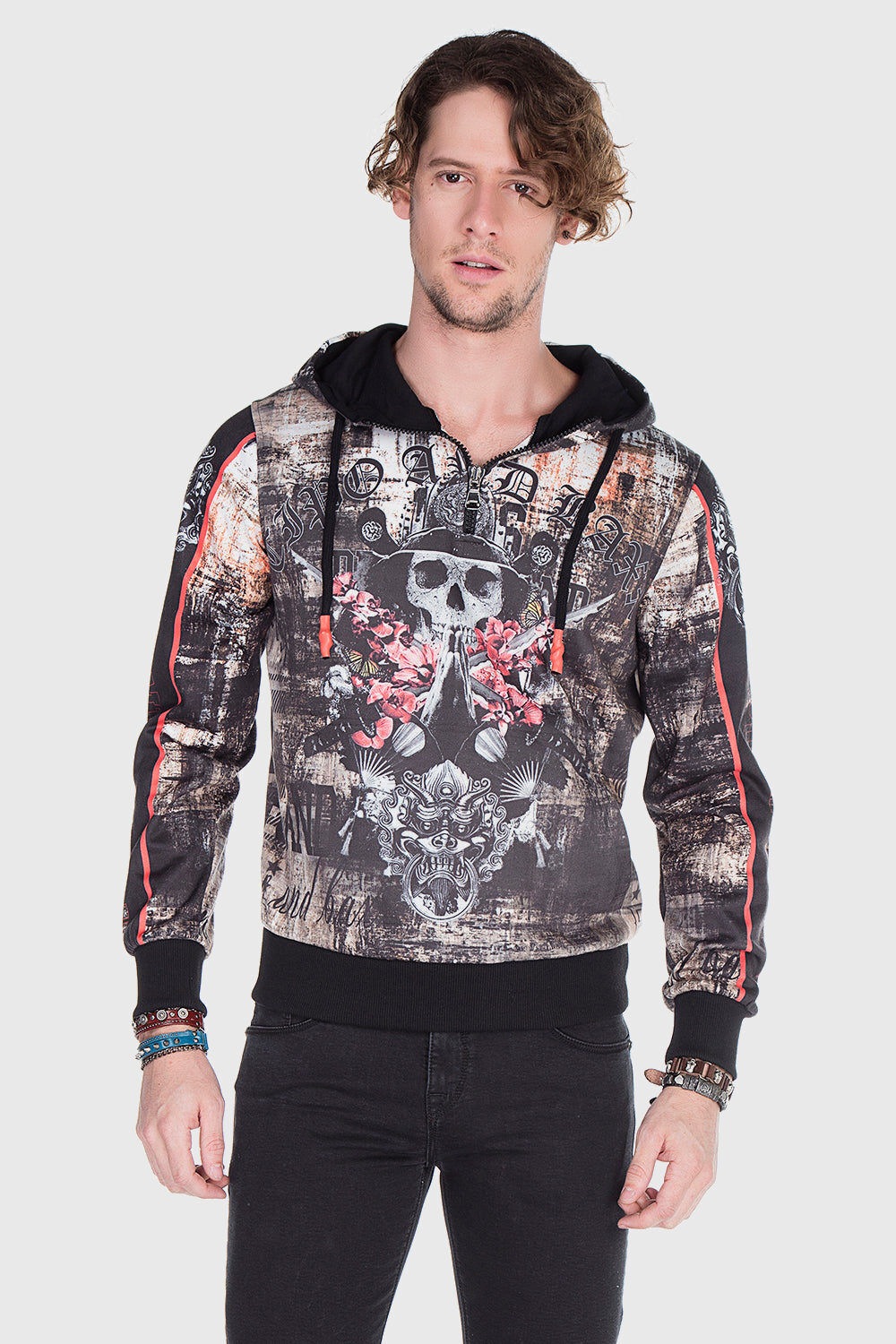 Cipo & Baxx Kapuzenpullover "Sweatshirt", (1 tlg.), mit coolem Allover-Prin günstig online kaufen