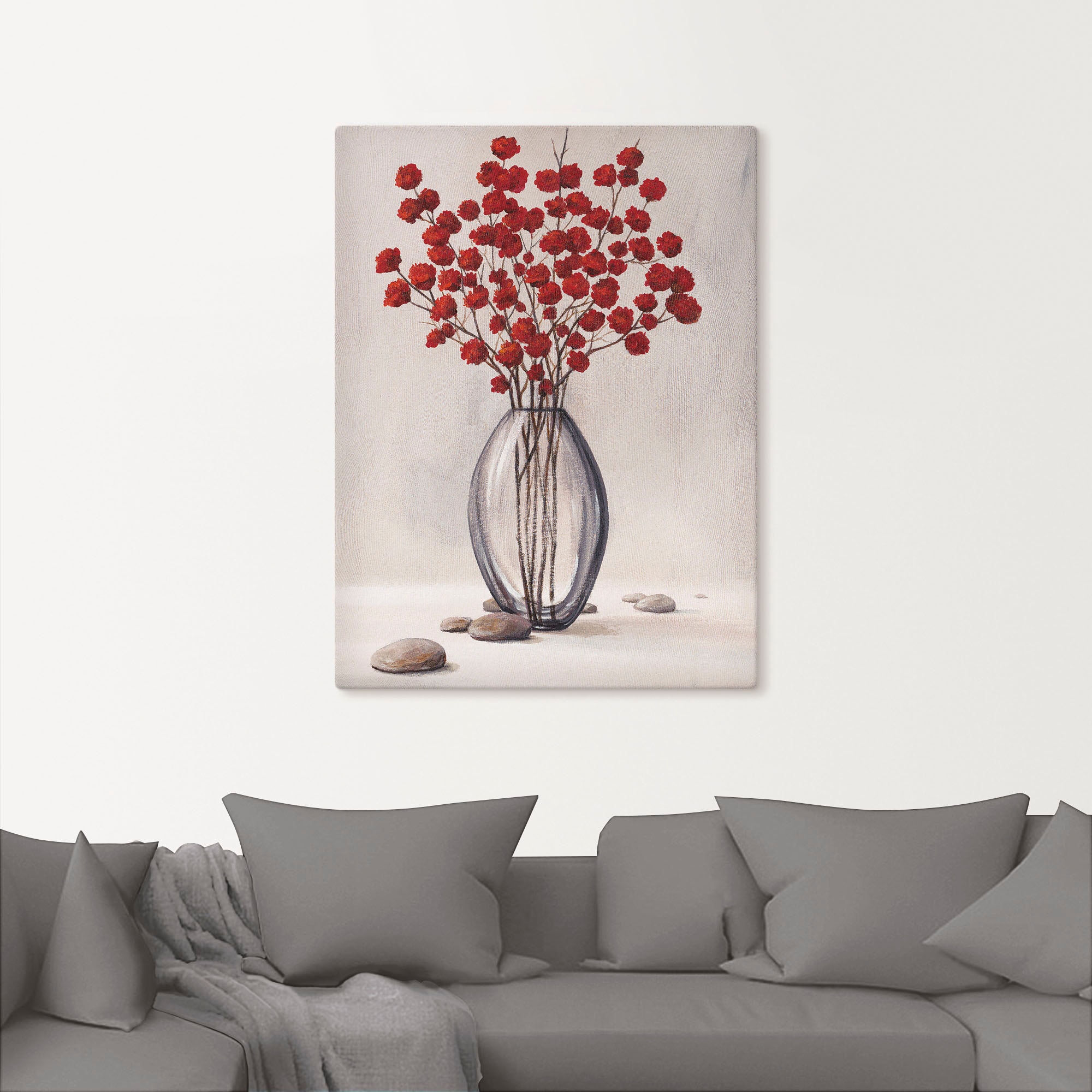 Artland Leinwandbild »Dekorative rote Herbstblumen«, Blumenbilder, (1 St.), auf Keilrahmen gespannt