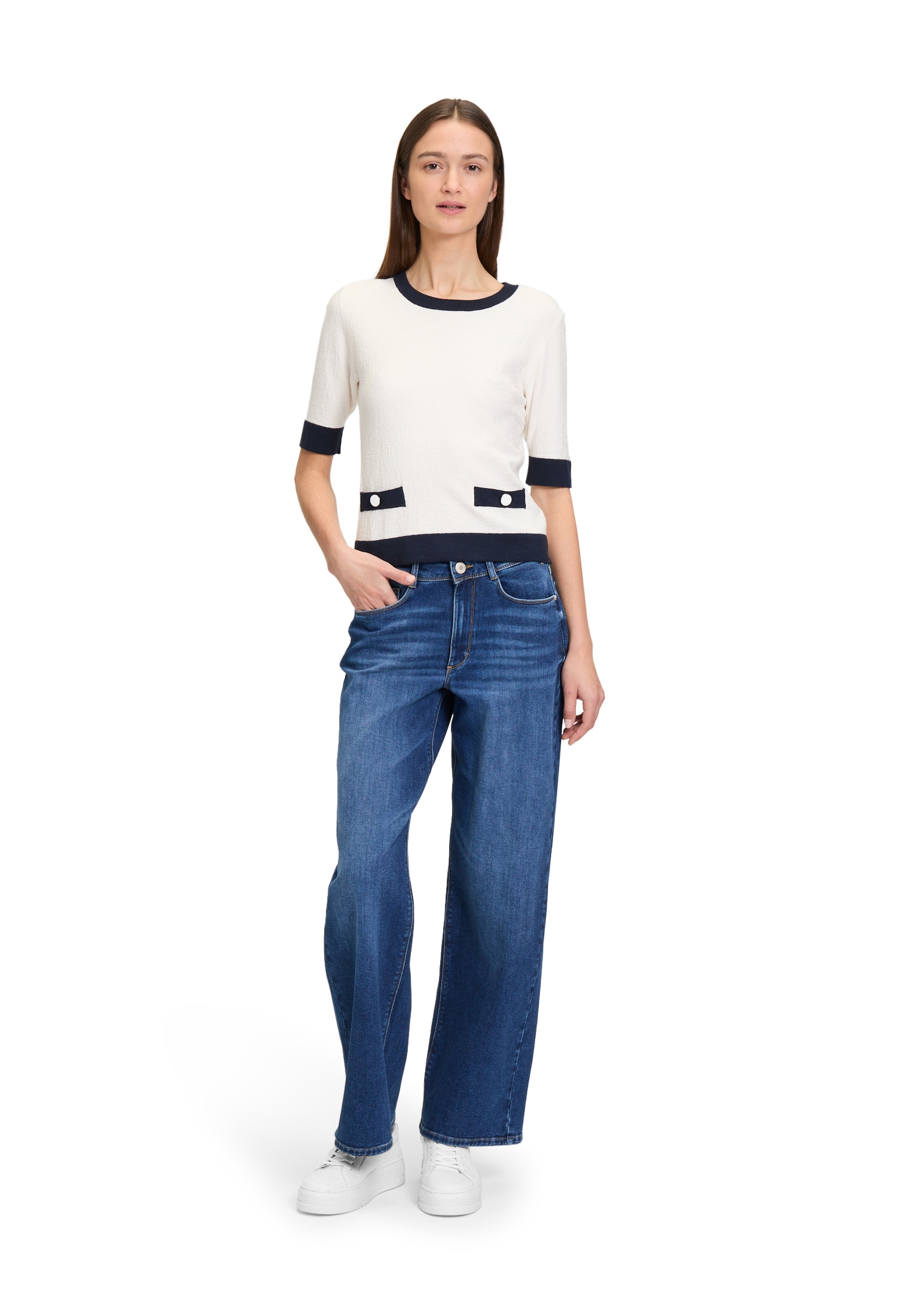 Betty&Co Kurzarmshirt »Betty & Co Feinstrickpullover mit Rundhalsausschnitt«, (1 tlg.)