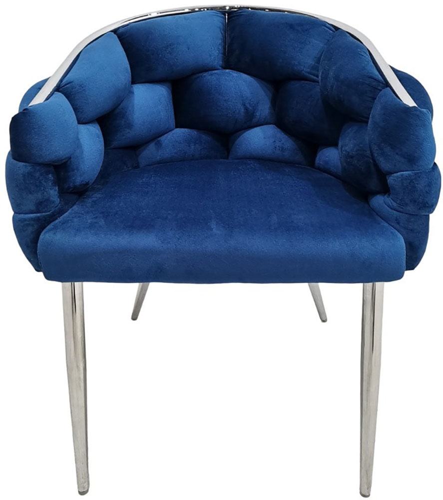 Kayoom Polsterstuhl »Stuhl Grace 125 2er-Set, Gestell aus Eisen, bequem gepolstert«, (Set), 2 St., Graziöses Design, absolutes Eye-Catcher, geflochtener Rücken