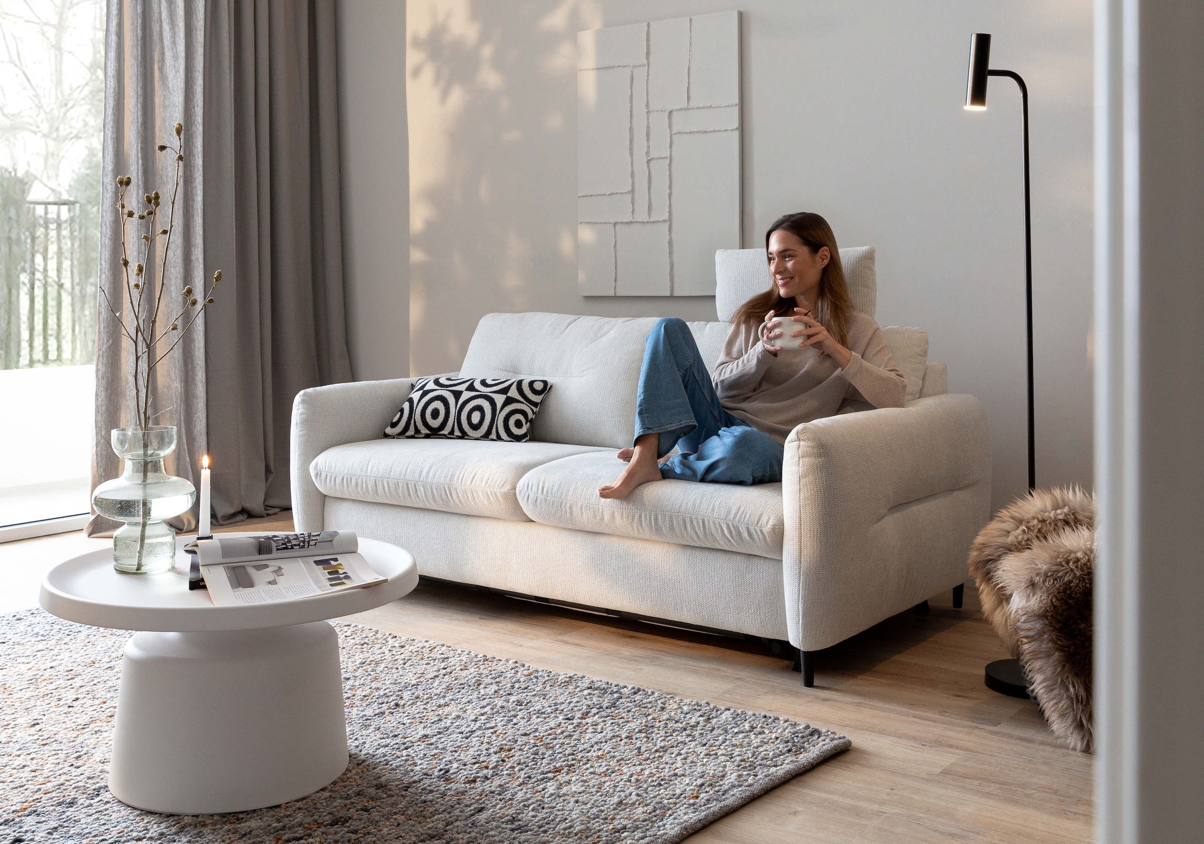 Home affaire 3-Sitzer »Clevina, Schlafsofa mit Kaltschaummatratze, Breite 216 cm« Sofa & Bett in einem – kinderleicht ausklappbar & freistellbar im Raum