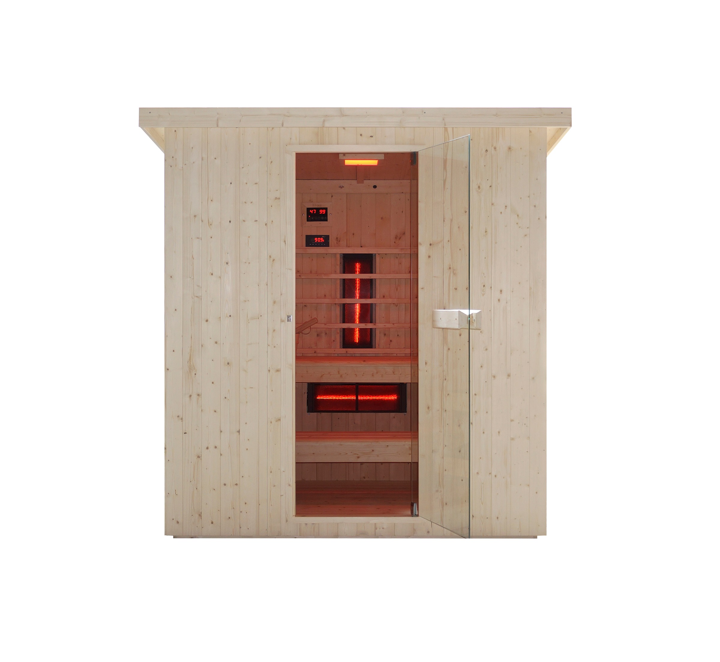 Sanotechnik Sauna »»LAHTI« Außensauna mit Infrarotkabine« geeignet für 6 Personen, Fichetnholz