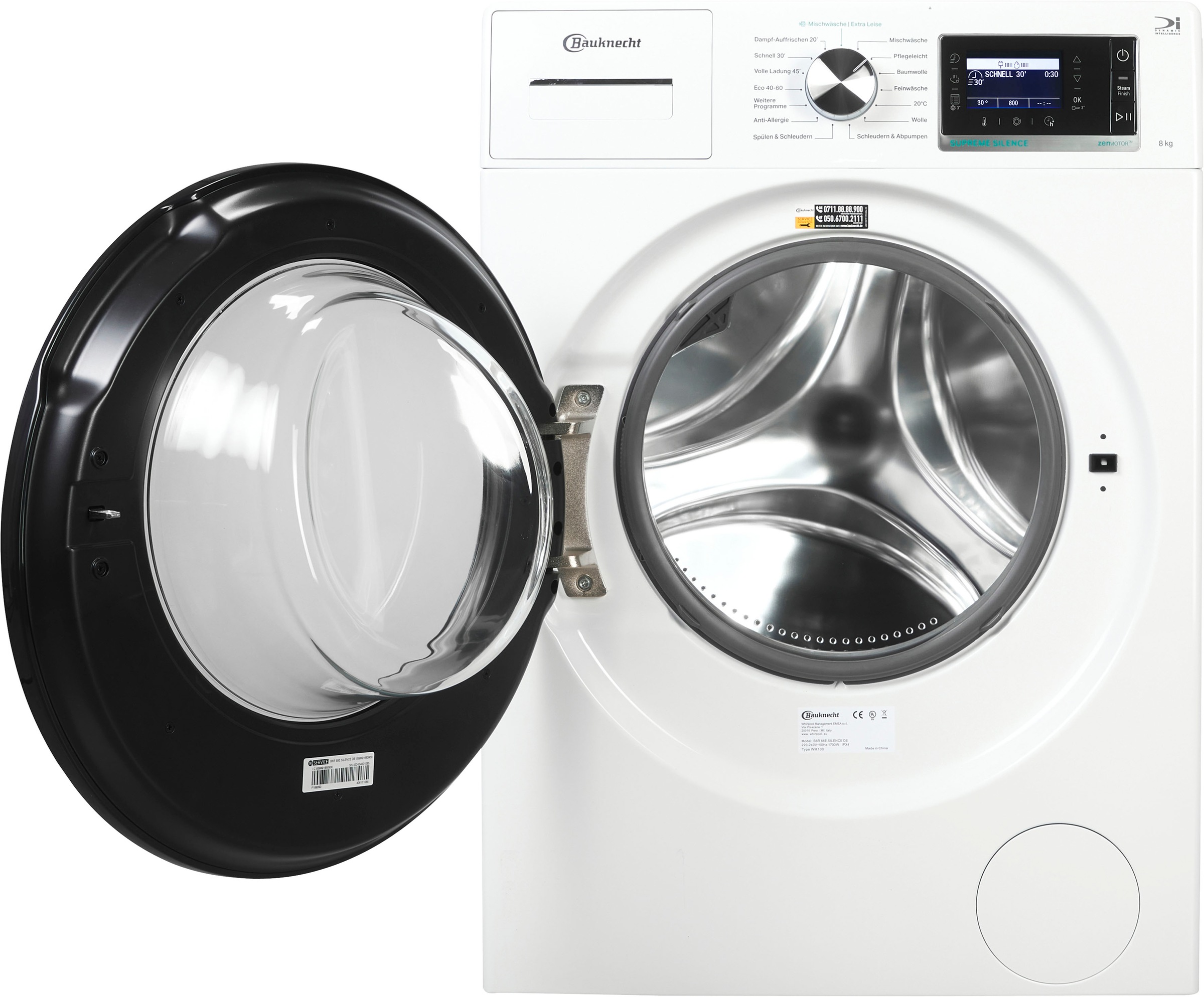 BAUKNECHT Waschmaschine "B6R 88E SILENCE DE" 8 kg 1400 U/min Dampfprogramm, günstig online kaufen