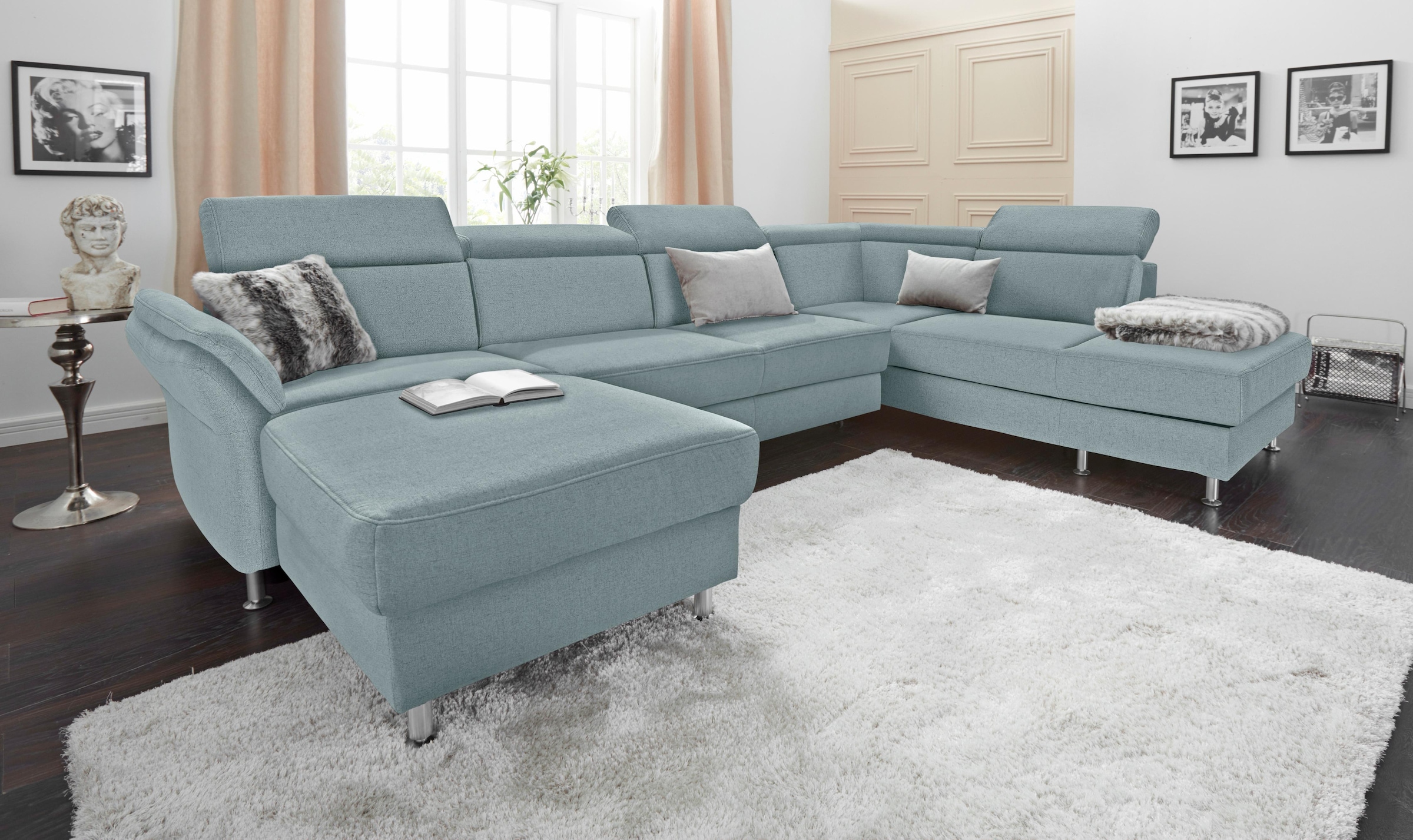 sit&more Wohnlandschaft "Avignon U-Form" optional Schlaffunktion & Stauraum, inklusive Kopfteilverstellung
