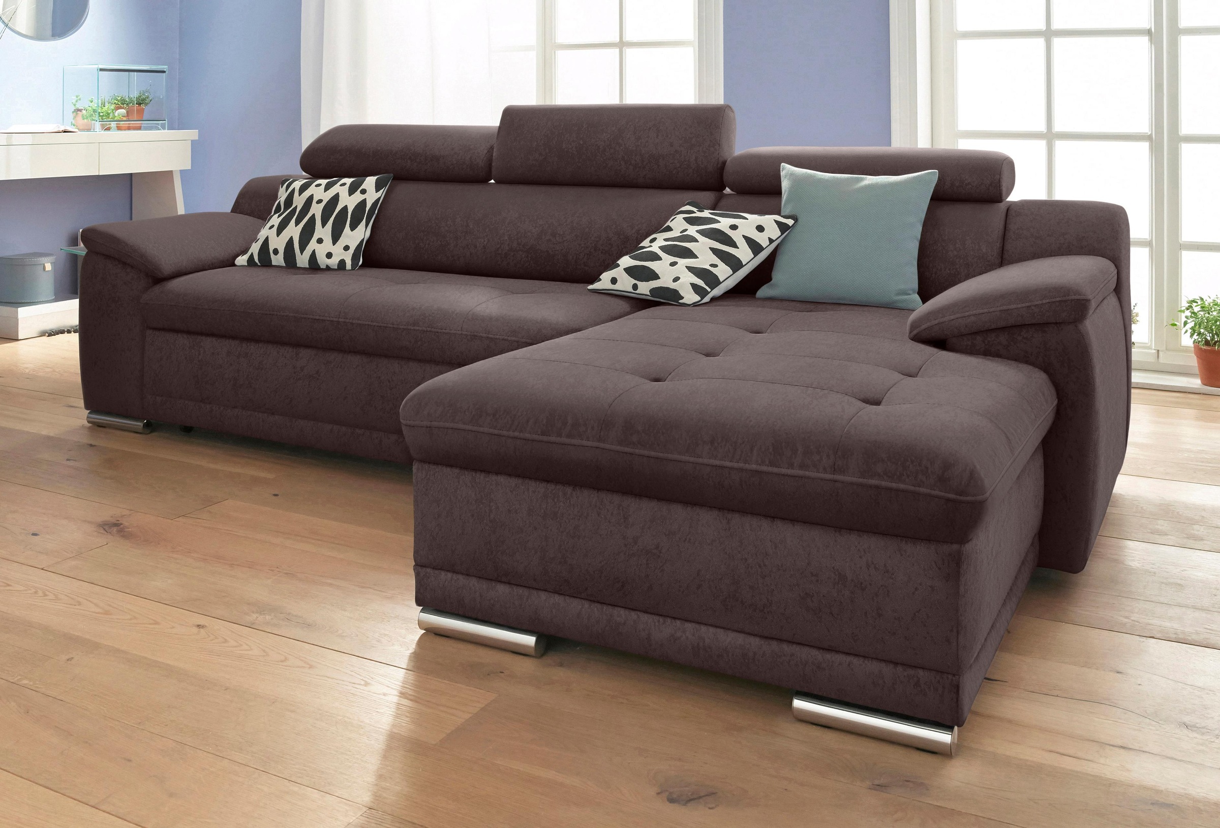 sit&more Ecksofa "Andiamo L-Form" wahlweise mit Bettfunktion, inklusive Kop günstig online kaufen