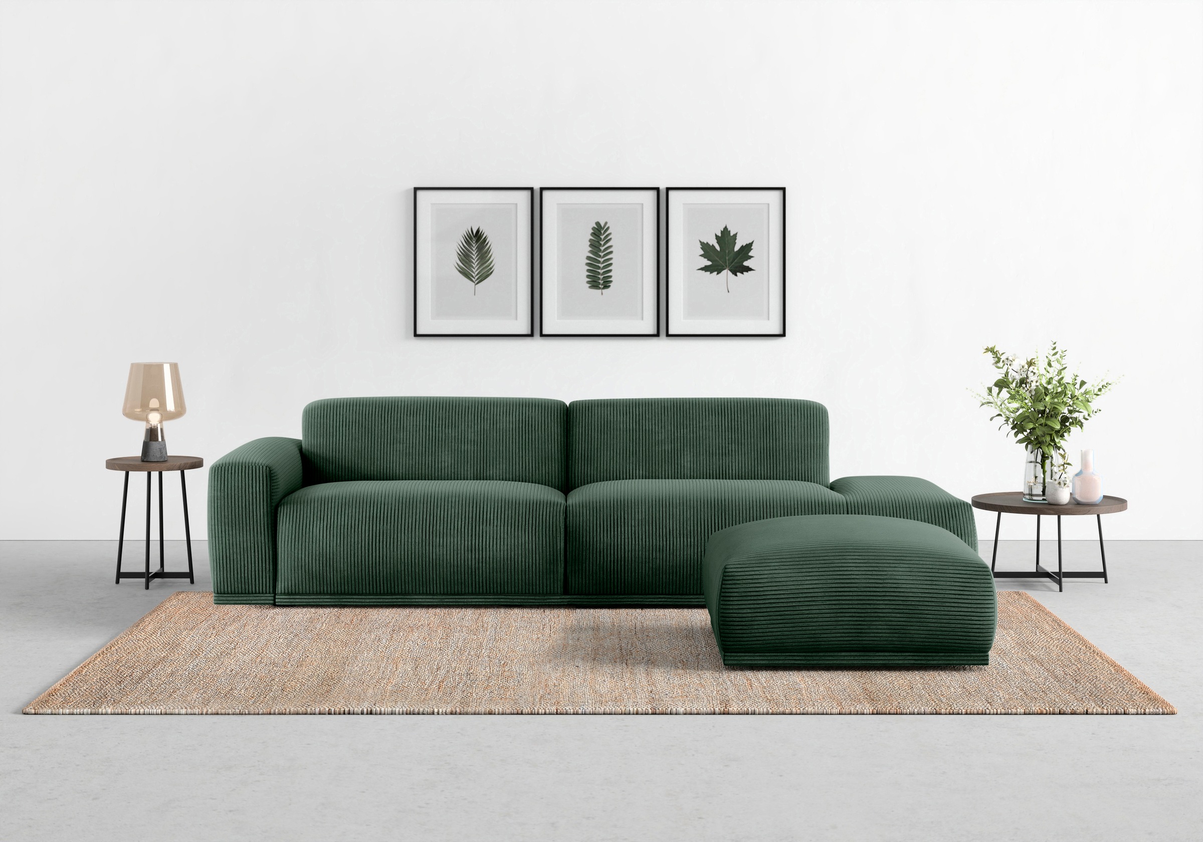 TRENDMANUFAKTUR Big-Sofa »Braga, mit hochwertigem Kaltschaum, Megasofa, in Cord erhältlich«, modernes Big-Sofa, Couch mit hohem Sitzkomfort, 277/72/107 cm (B/H/T)