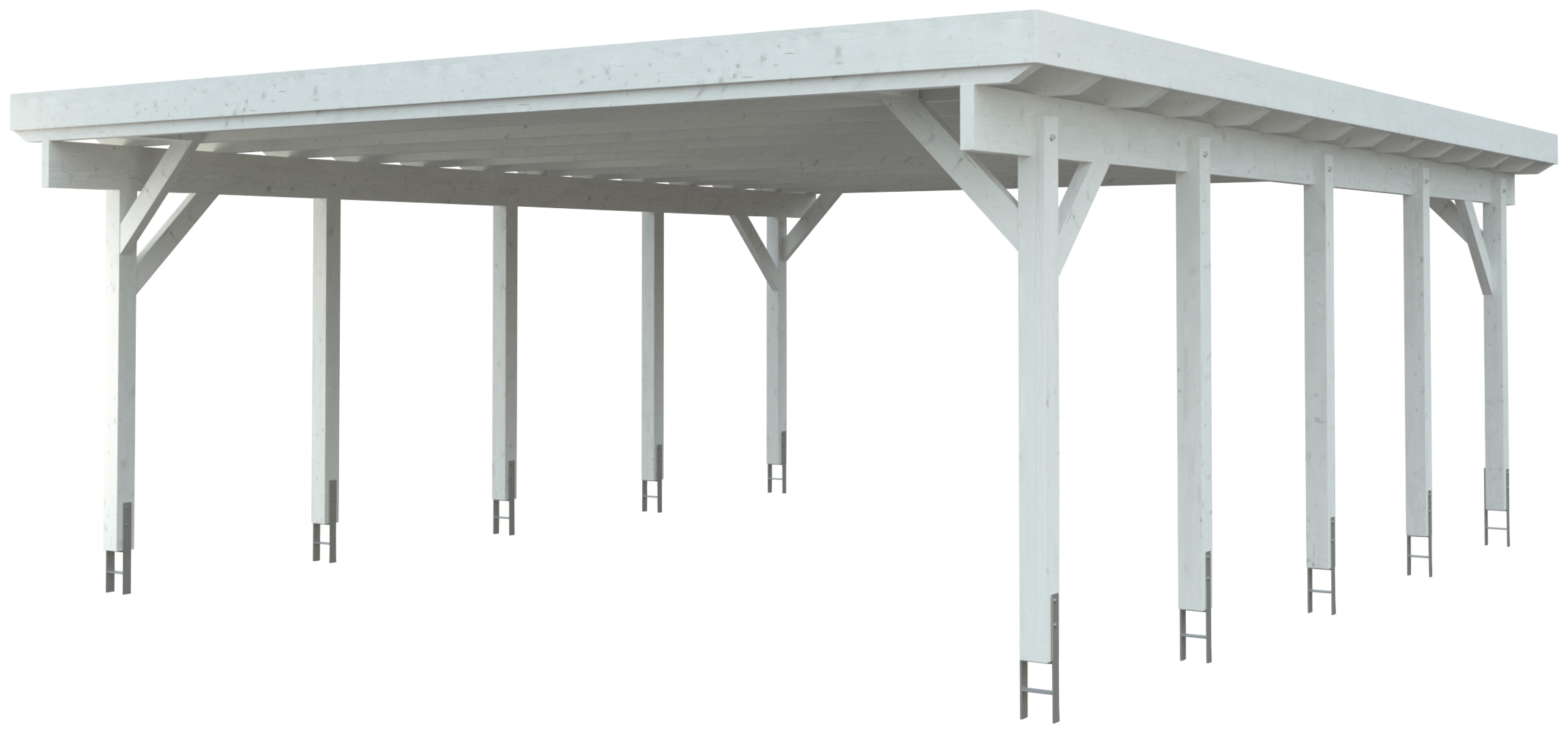 Kiehn-Holz Doppelcarport "KH 330 / KH 331" Leimholz 561 cm weiß Stahl-Dach, versch. Farben