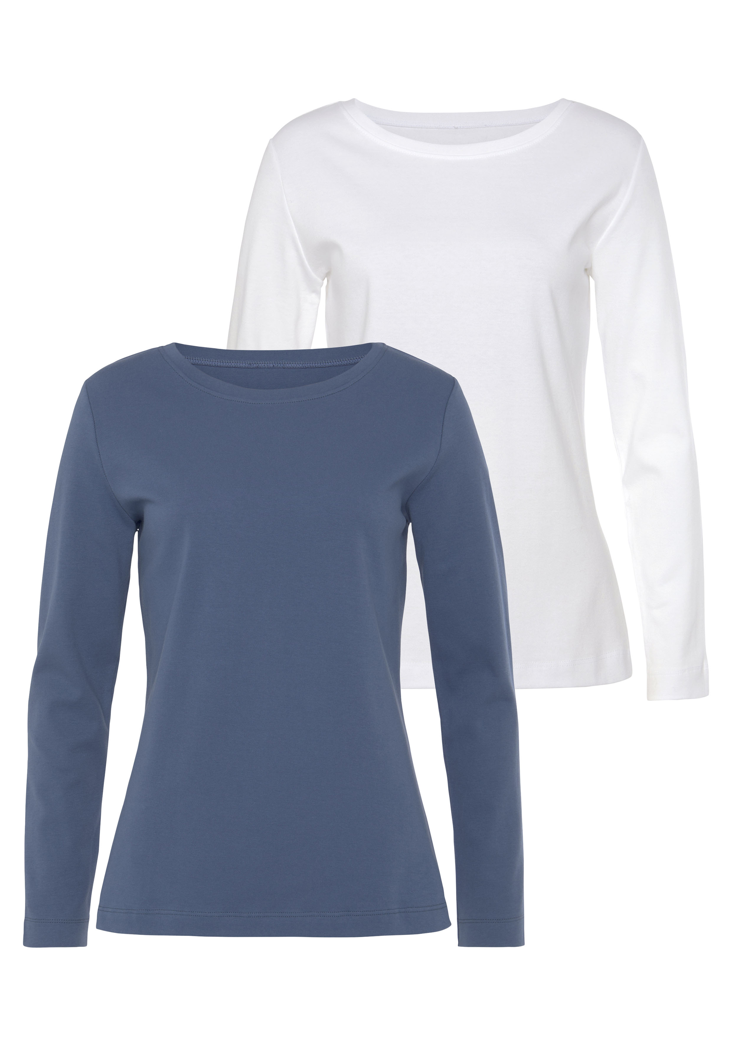 Vivance Langarmshirt "aus reiner Baumwolle" 2er-Pack, weicher Interlock Jersey aus reiner Baumwolle