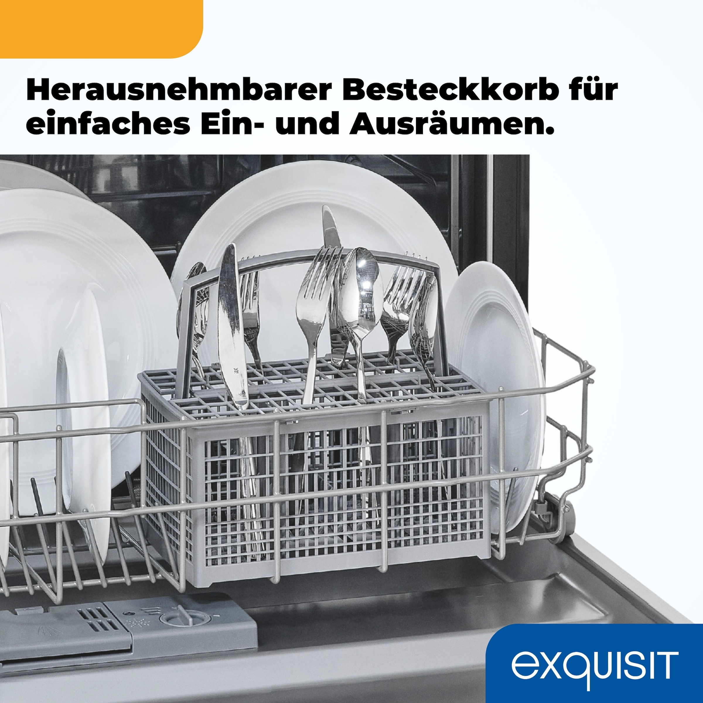 exquisit vollintegrierbarer Geschirrspüler 6312 »EGSP6312-E-030E silber« 11 l 12 tlg. Maßgedecke 12 Maßgedecke & flüsterleise 49 dB – stark und angenehm ruhig