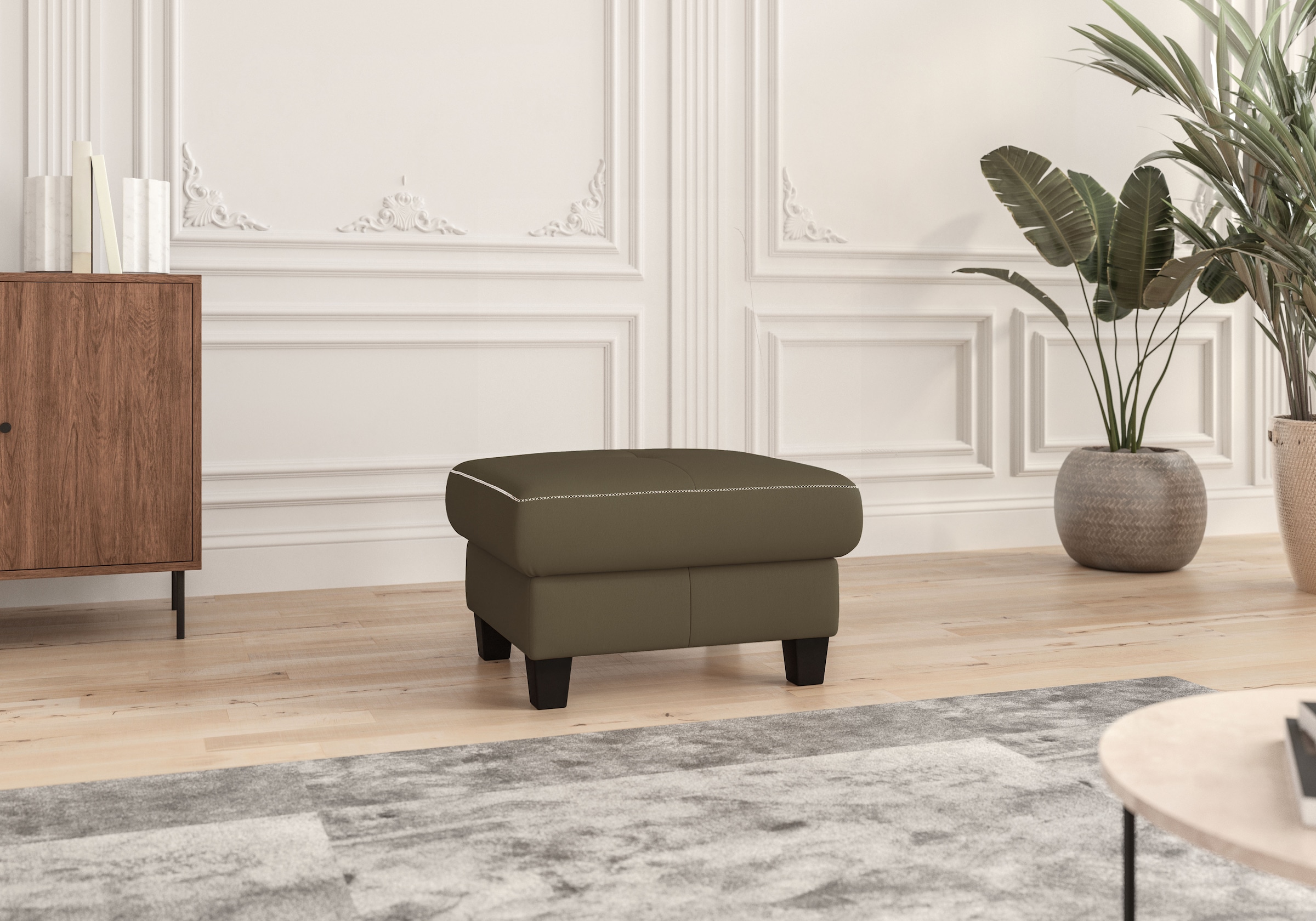 Places of Style Polsterhocker »Varese«, Kreuznaht in beige