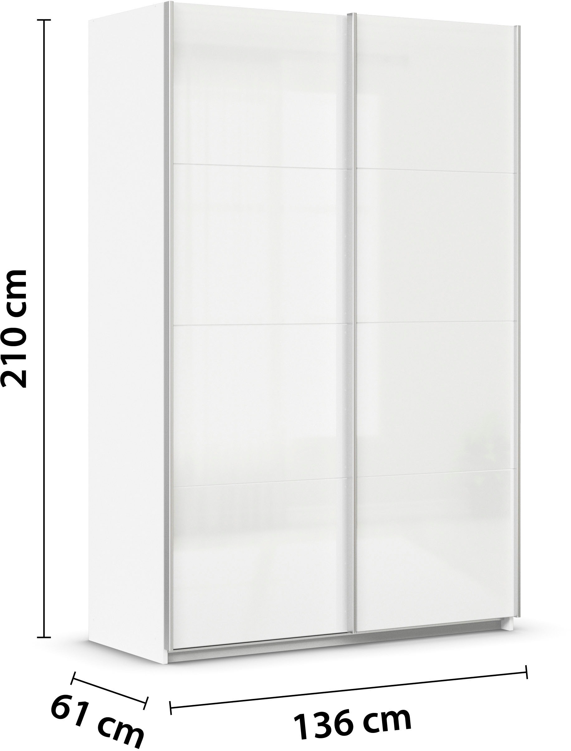 INOSIGN BY RAUCH Schwebetürenschrank »Kleiderschrank Schrank Garderobe Schlafzimmerschrank THANOS«, (in 3 verschiedenen Ausstattungen BASIC/CLASSIC/PREMIUM), Optional mit Spiegel, Metall-Griffleisten alufarben MADE IN GERMANY