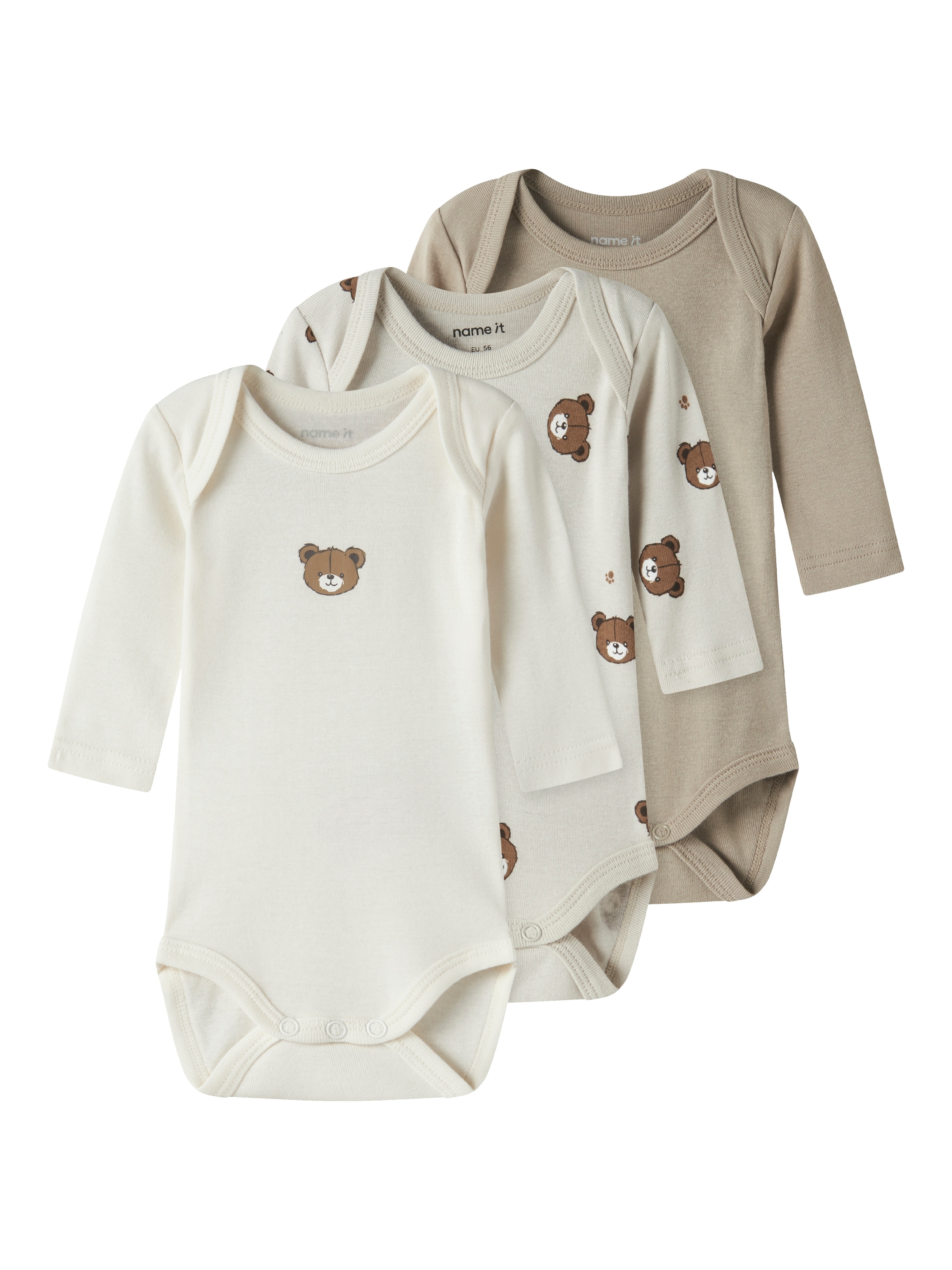 Name It Langarmbody »NBNBODY 3P LS PUMICE BEAR NOOS« Packung, 3 tlg.