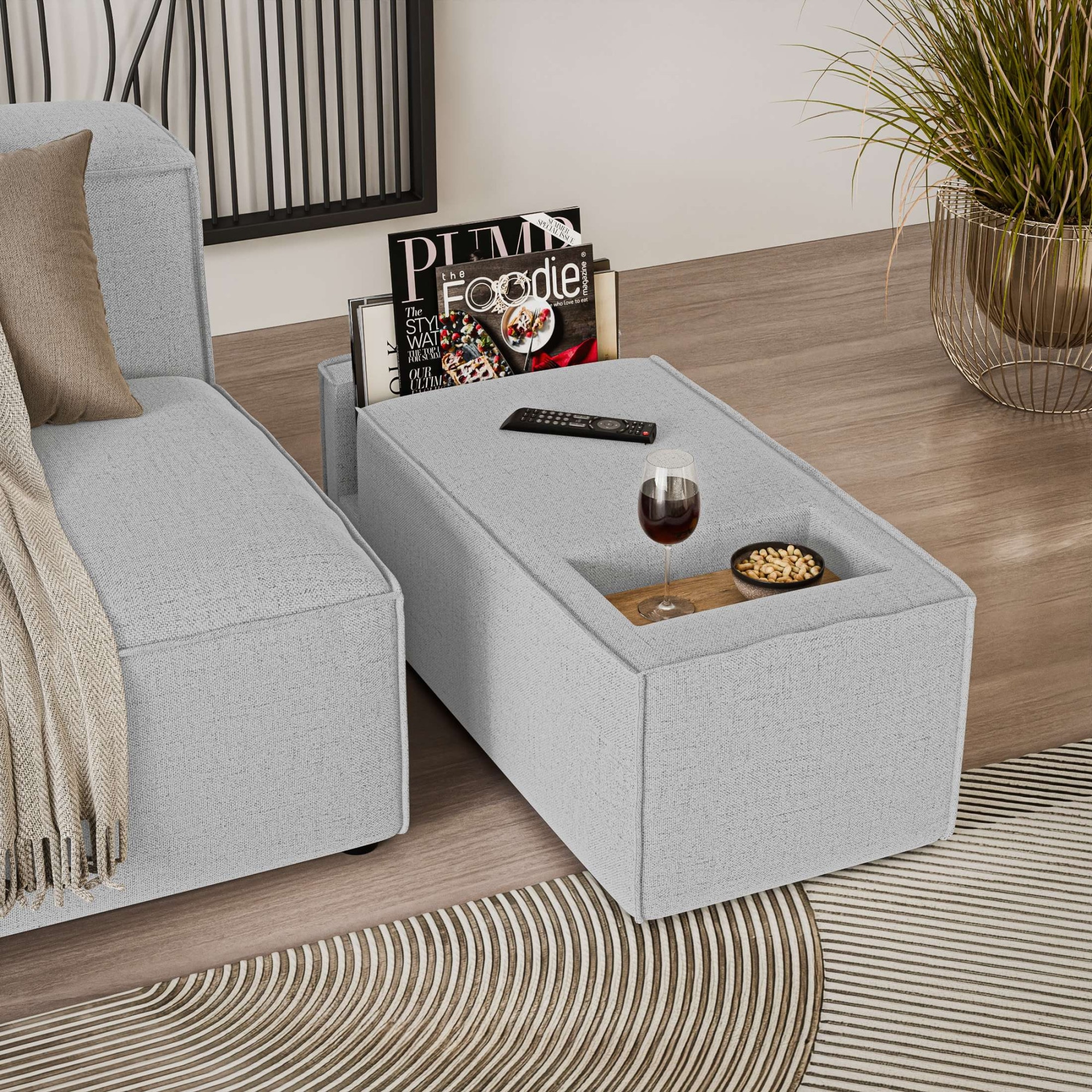 INOSIGN Sofaelement »HAILY Tisch XL für das Modulsofa, extra tief, Maße B/T/H: 45/130/37 cm«, als Modul oder separat verwendbar, mit Steckfach und Ablagefläche