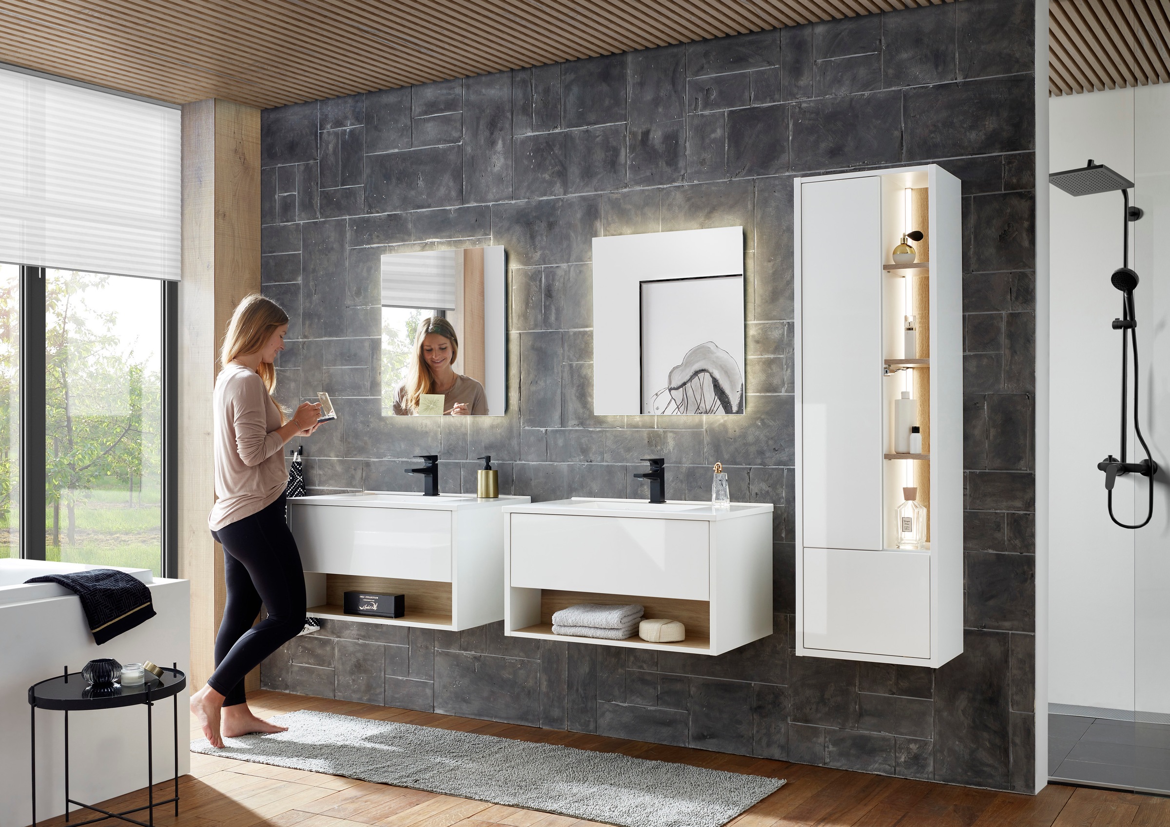 Thumbnail - PLACES OF STYLE Badmöbel-Set "Studio Line, Bad im modernen Design, 5-teiliges Badezimmer" 5 Stk. tlg. Schrank, Waschtisc...