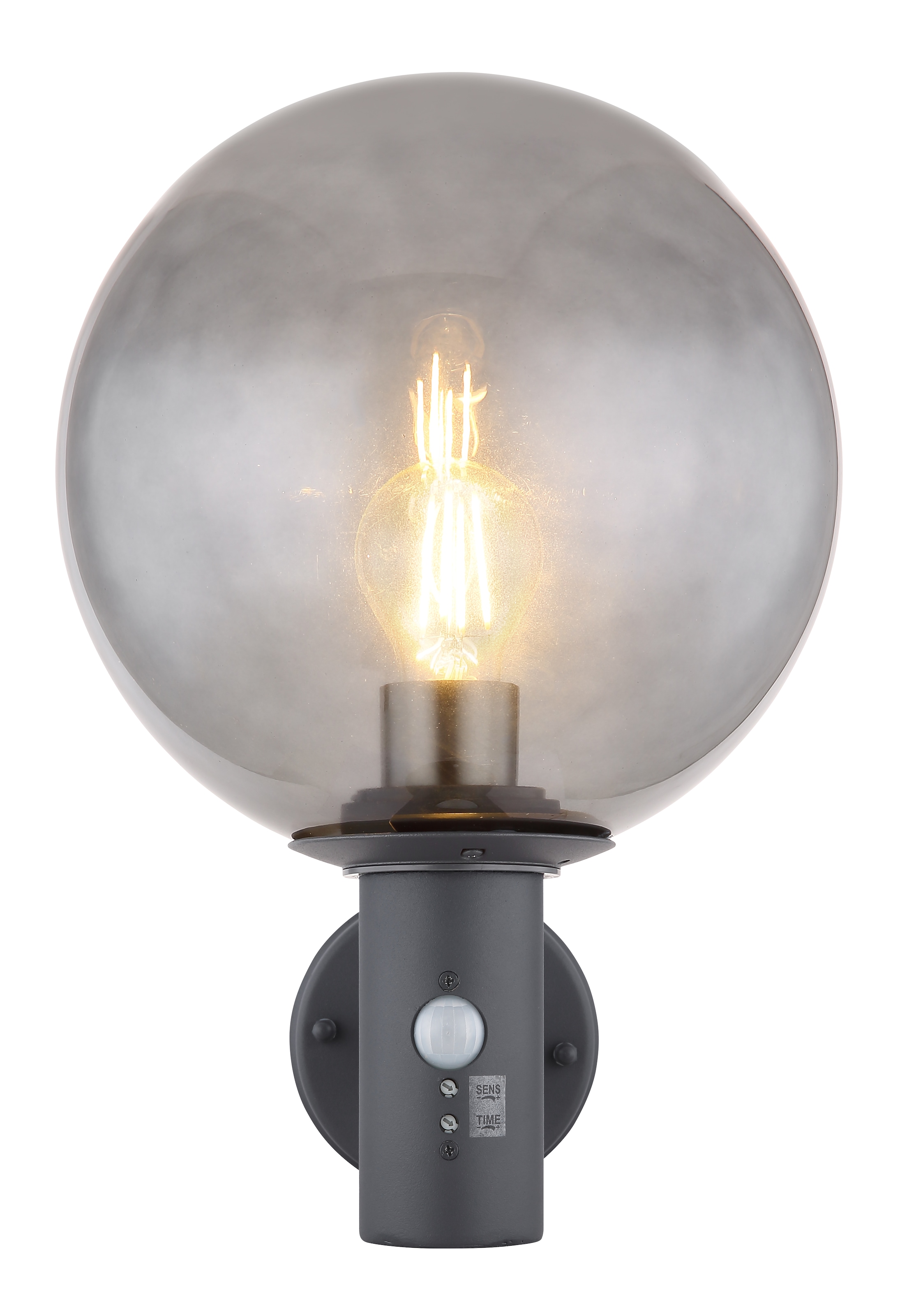 GLOBO LIGHTING "HEDWIG" E27 1 Stk. Außenleuchte Edelstahl/Anthrazit, Glas, Sensor, IP44, E27