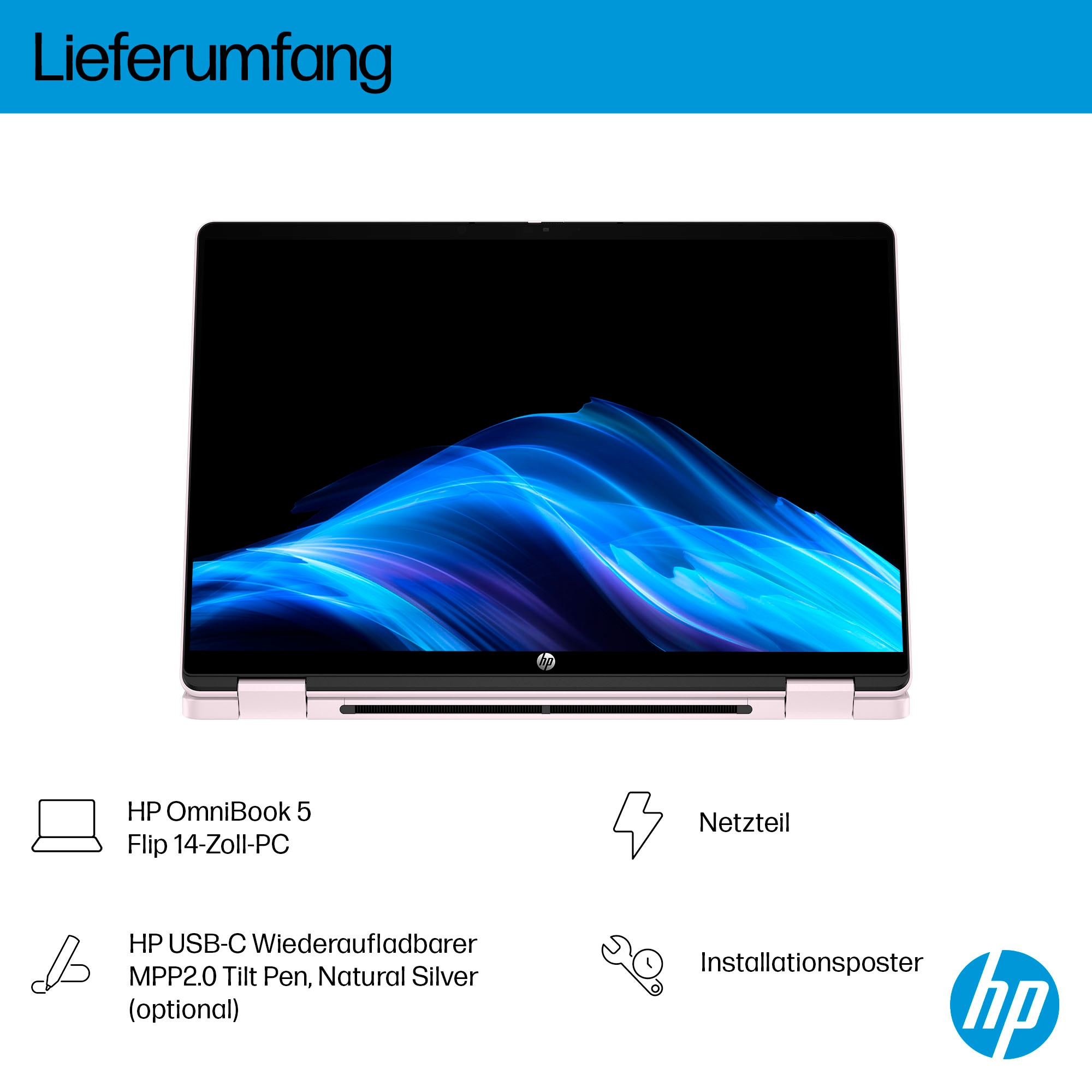 HP Convertible Notebook »OmniBook 5 Flip«, 35,6 cm, / 14 Zoll, Intel, Core i5, Iris Xe Graphics, 512 GB SSD