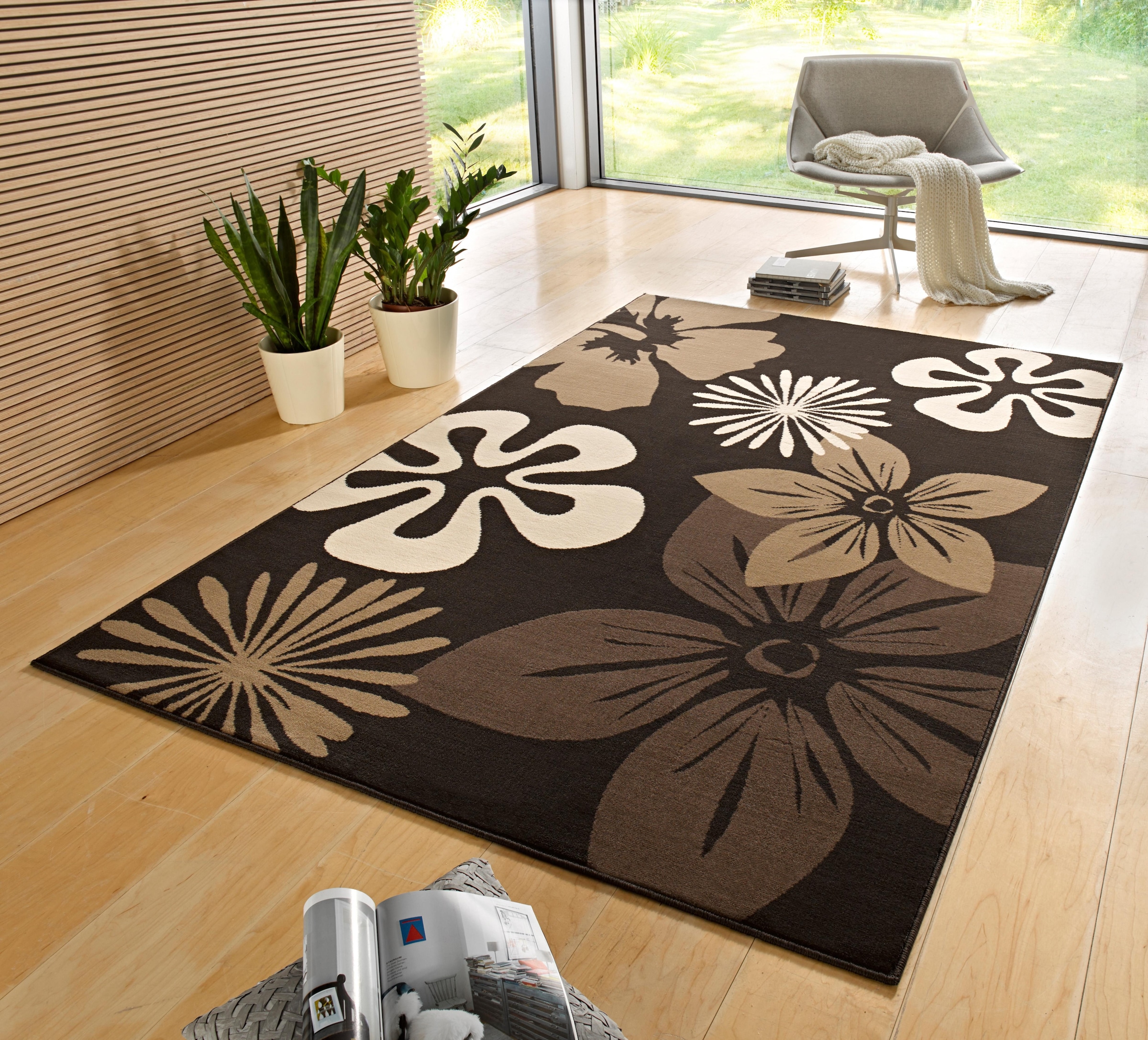 HANSE Home Teppich »Flora«, rechteckig, ringsum | Blumen auf BAUR Robust Design, Kurzflor, Kräftige Farben, gekettelt, Rechnung