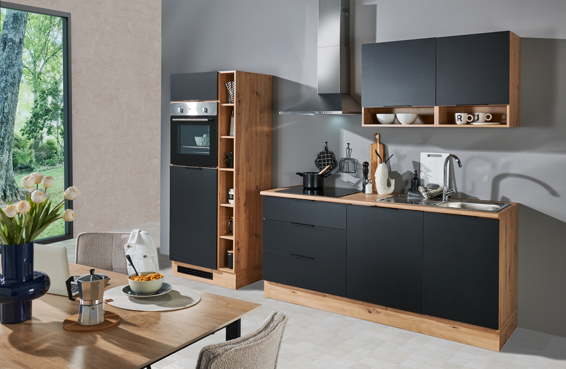 BASIC by Balculina Küchenzeile »Oskar B/H/T 270x211x60 cm« Breite 270cm, wahlweise mit E-Geräte, L/R montierbar