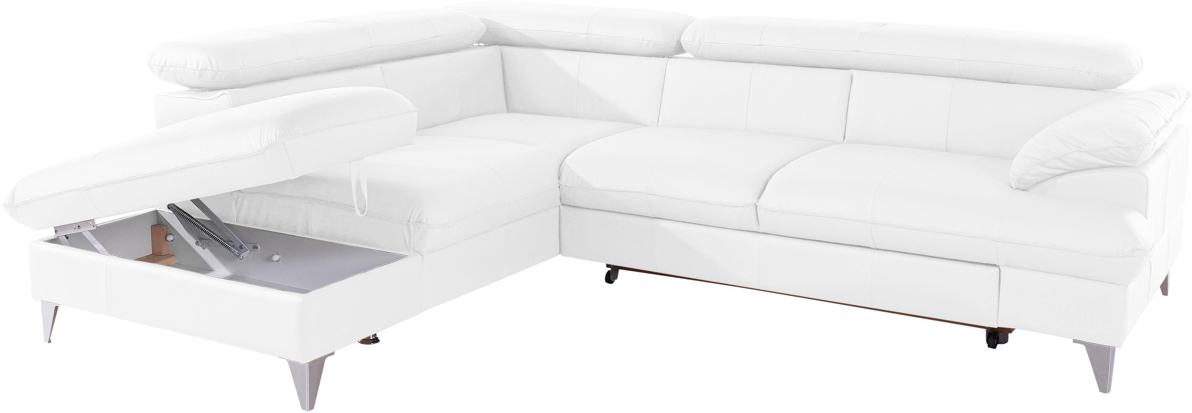 COTTA Polstergarnitur »Caluso L-Form«, Set bestehend aus: Ecksofa mit Kopfteilverstellung & Hocker