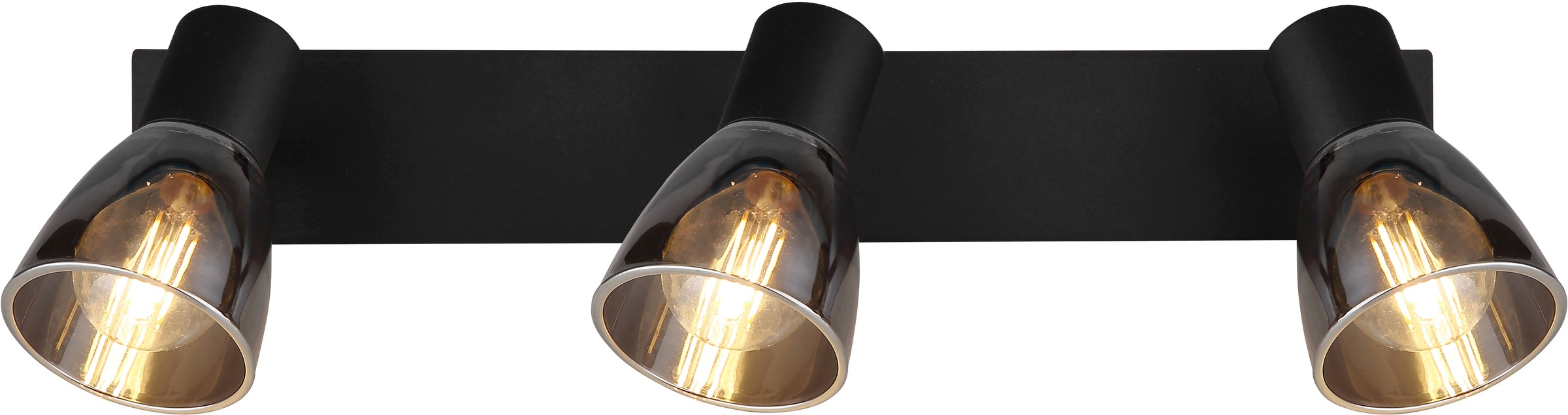 GLOBO LIGHTING Deckenstrahler »CLAUDE«, Leuchtmittel E14 | ohne Leuchtmittel, Deckenspot/schwarz/Glas rauchfarben/LxBxH: 400x70x155mm
