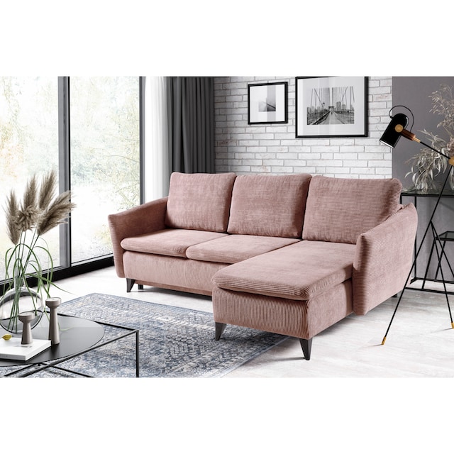 WERK2 Ecksofa »Loppo«, Cord-Schlafcouch mit losen Rückenkissen, Sofa mit  Schlaffunktion bestellen | BAUR