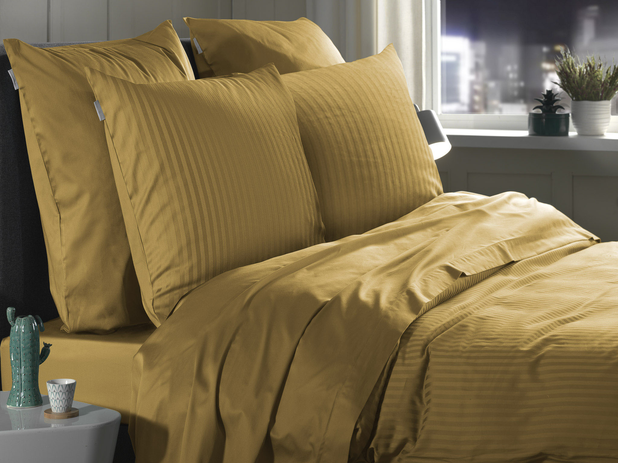 Thumbnail - Heckett & Lane Bettwäsche "Banda" 2 tlg. hochwertiges Mako-Satin, Streifen Satin, Bettwäsche ab 135x200 cm.