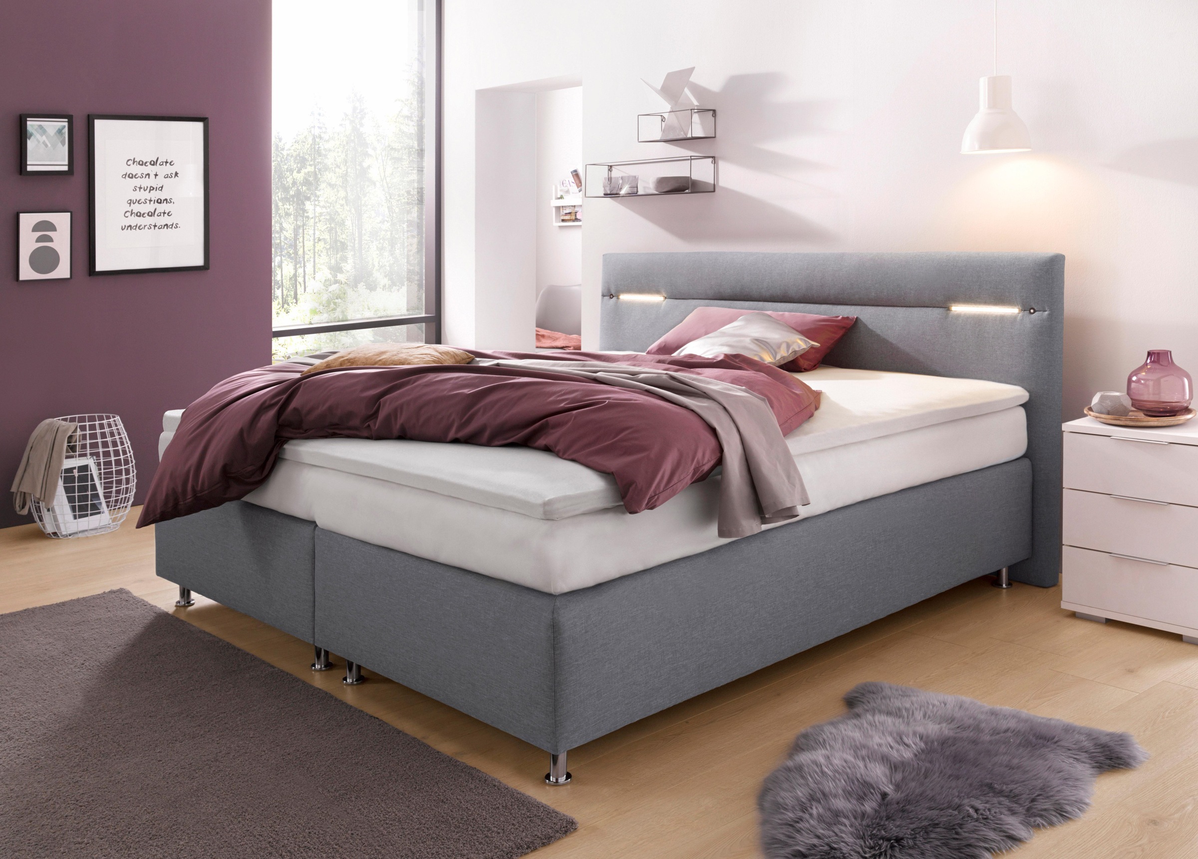 Westfalia Schlafkomfort Boxspringbett, wahlweise mit LED-Beleuchtung