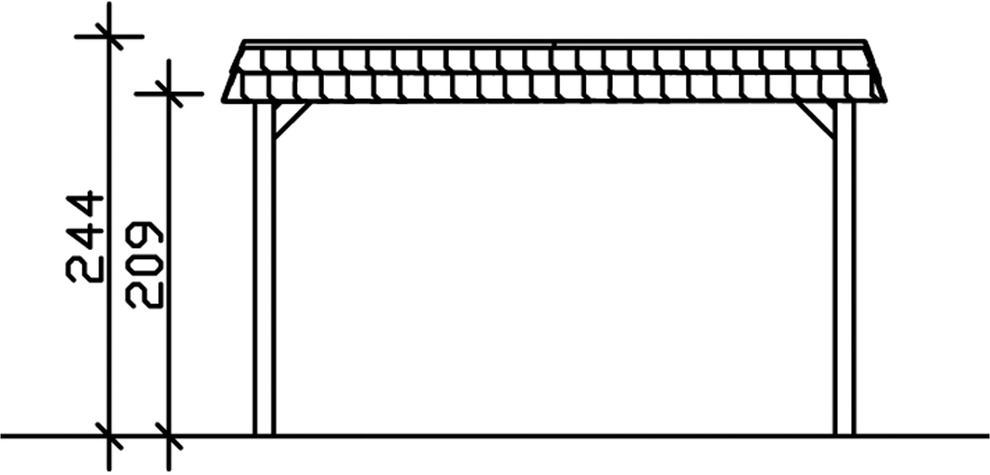 Skanholz Einzelcarport »Spreewald«, Nadelholz, 342 cm, Grün, 396x589cm mit EPDM-Dach, rote Blende
