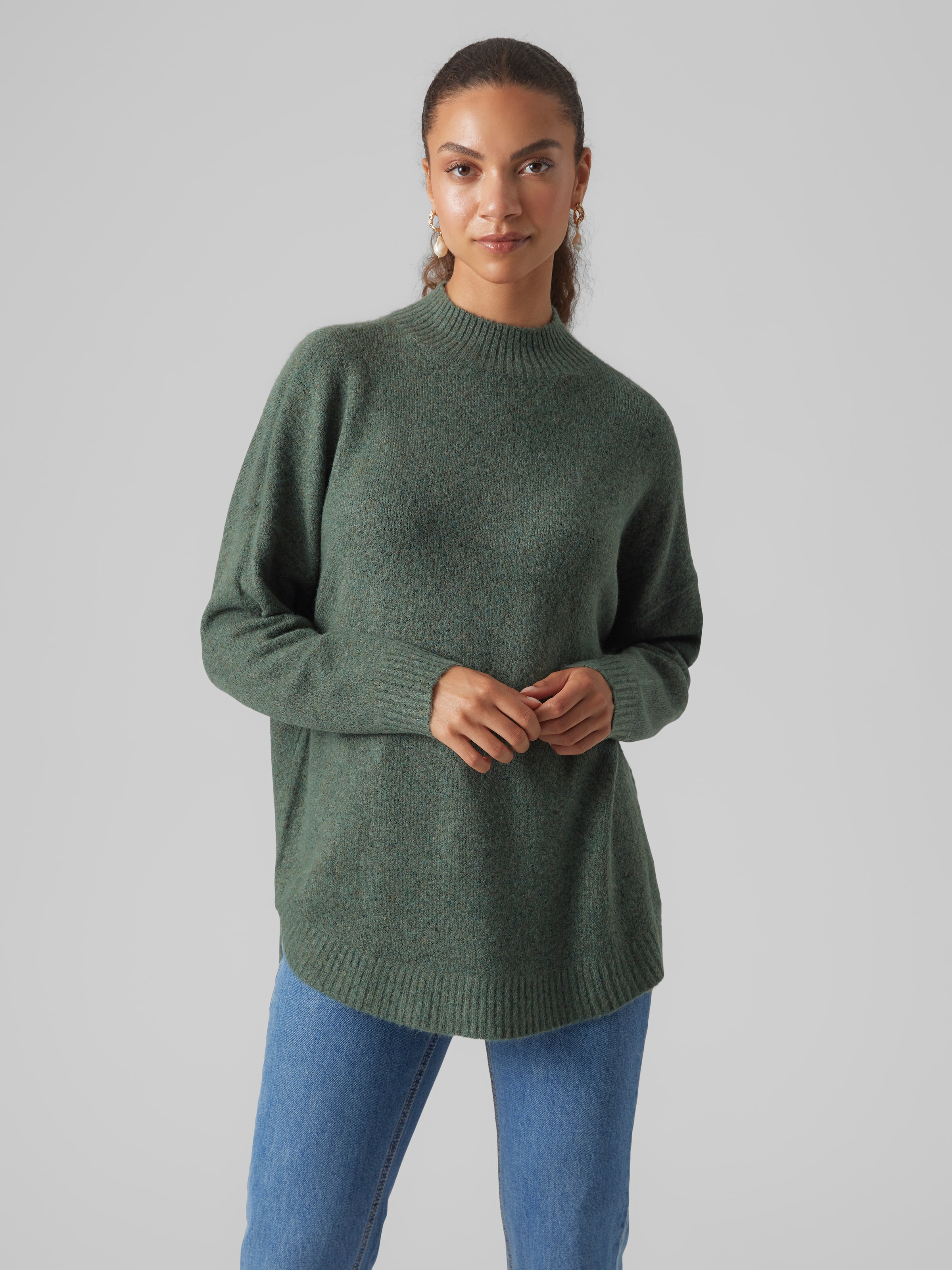 Vero Moda "VMPLAZA LS HIGHNECK LONG PULLOVER GA BOO" Materialmix, loose fit