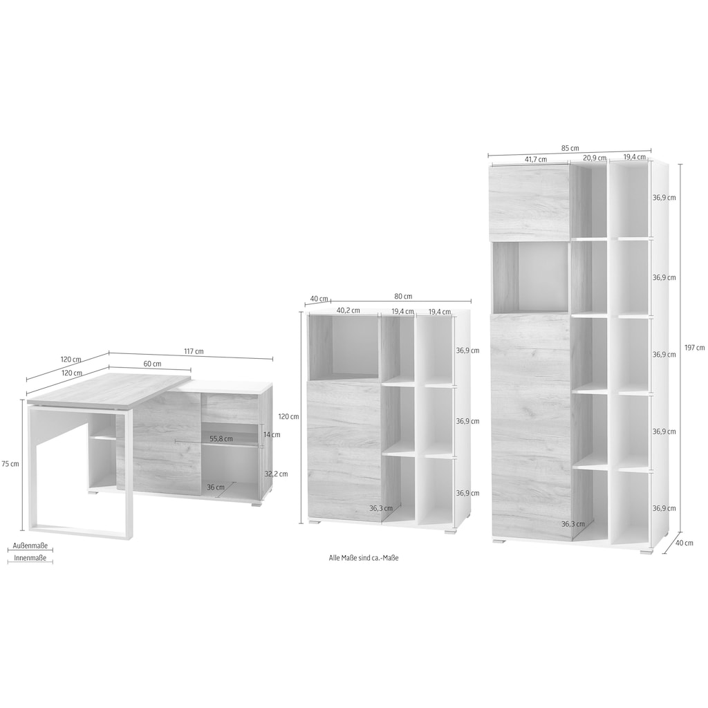 GERMANIA Büro-Set »GW-Lioni«, (Set, 3 tlg.)