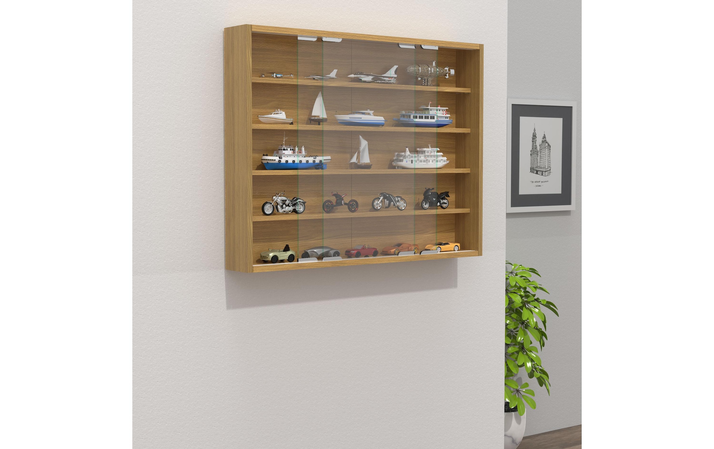Hängevitrine   ¦ holzfarben ¦ Maße (cm): B: 77 H: 60 T: 10.0 Schränke > Vitrinen - Sconto - Image 7