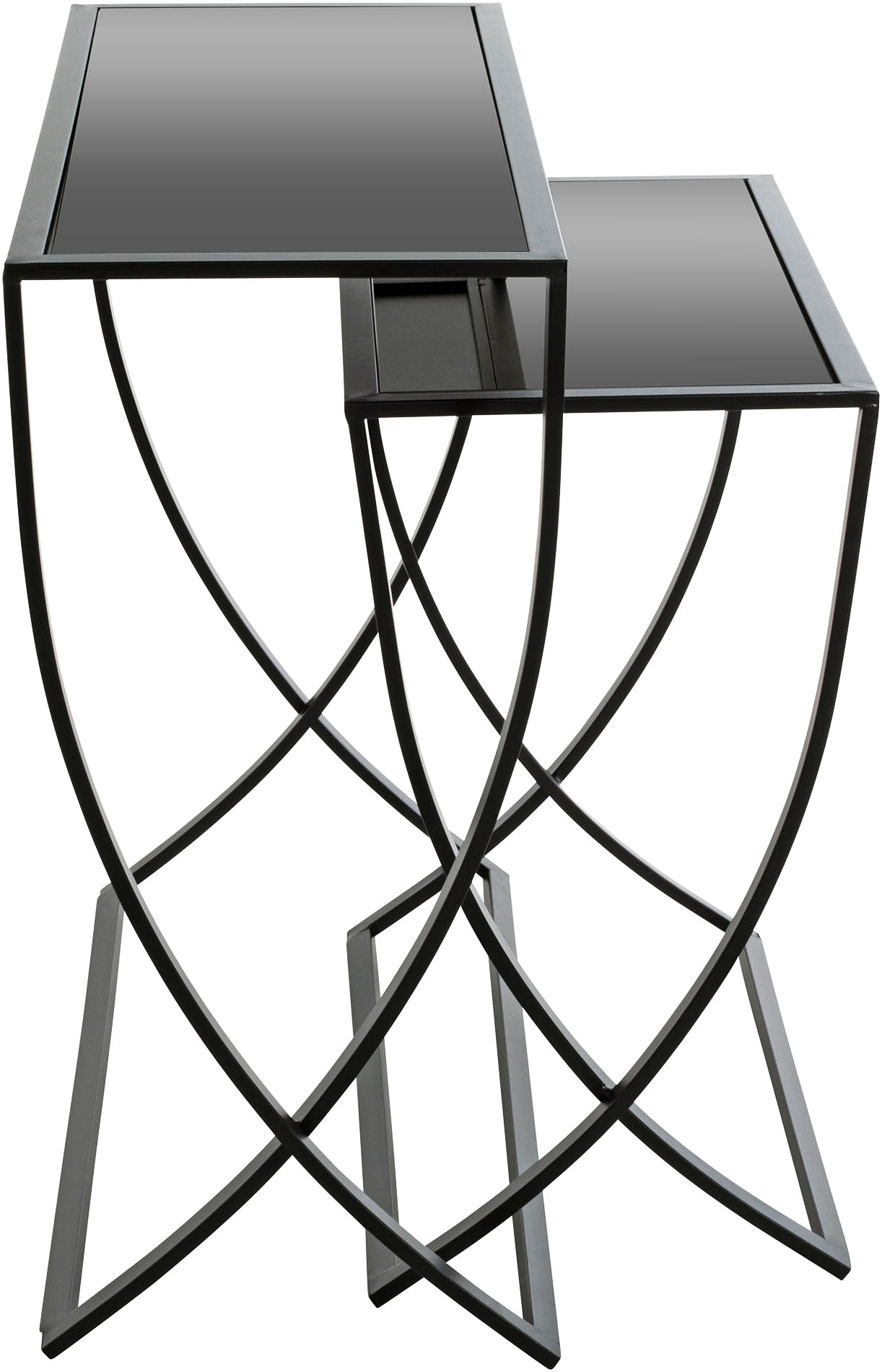 HAKU Beistelltisch »Sofatisch, Wohnzimmertisch« Set, 2er Set, 2 Stk. tlg. rechteckig - aus Metall Schwarz B/T/H 60/30/55 und 80/30/65 cm