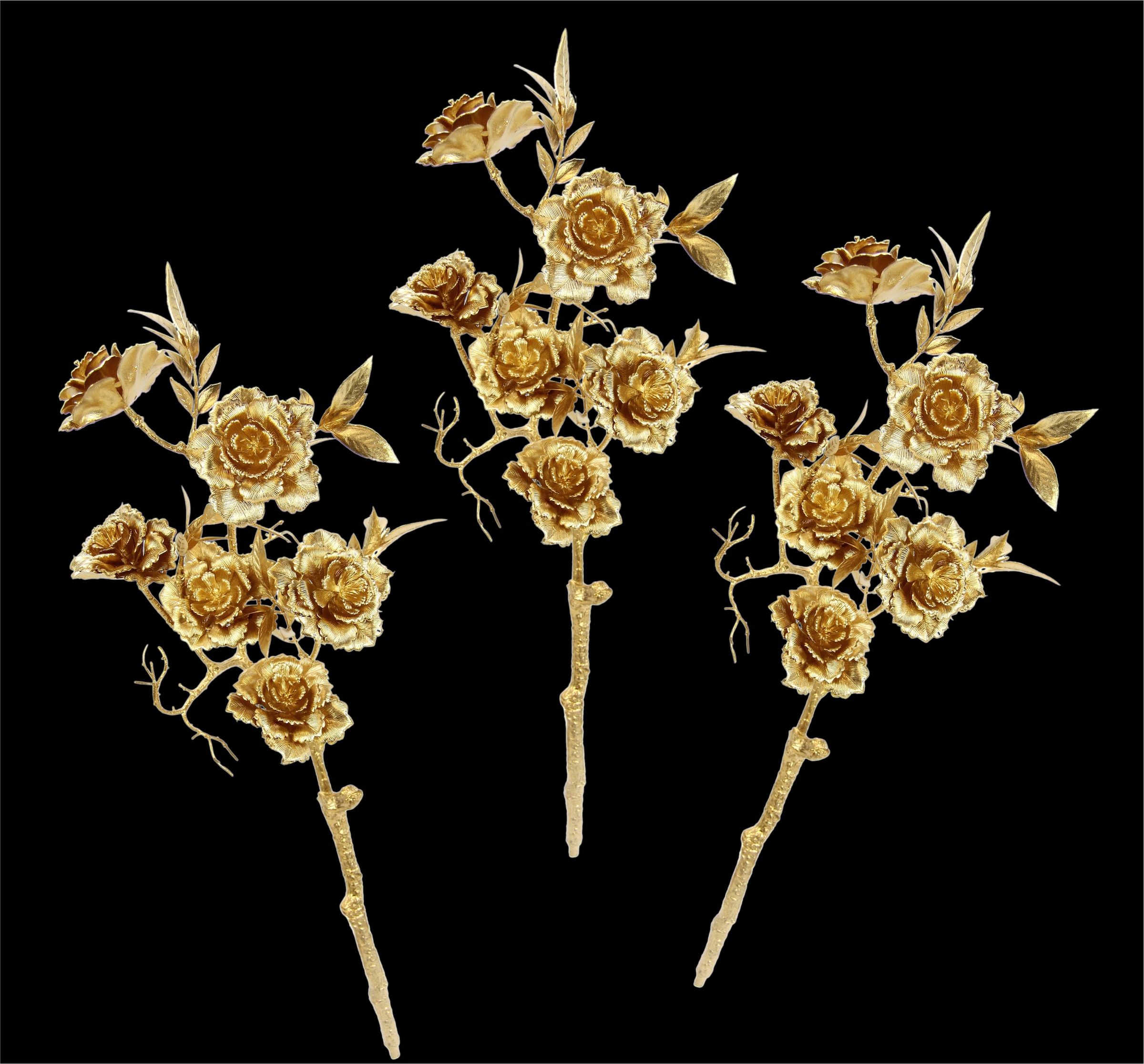 I.GE.A. Kunstblume »Rose«, Kunstrose, Rosenzweig, 3er Set
